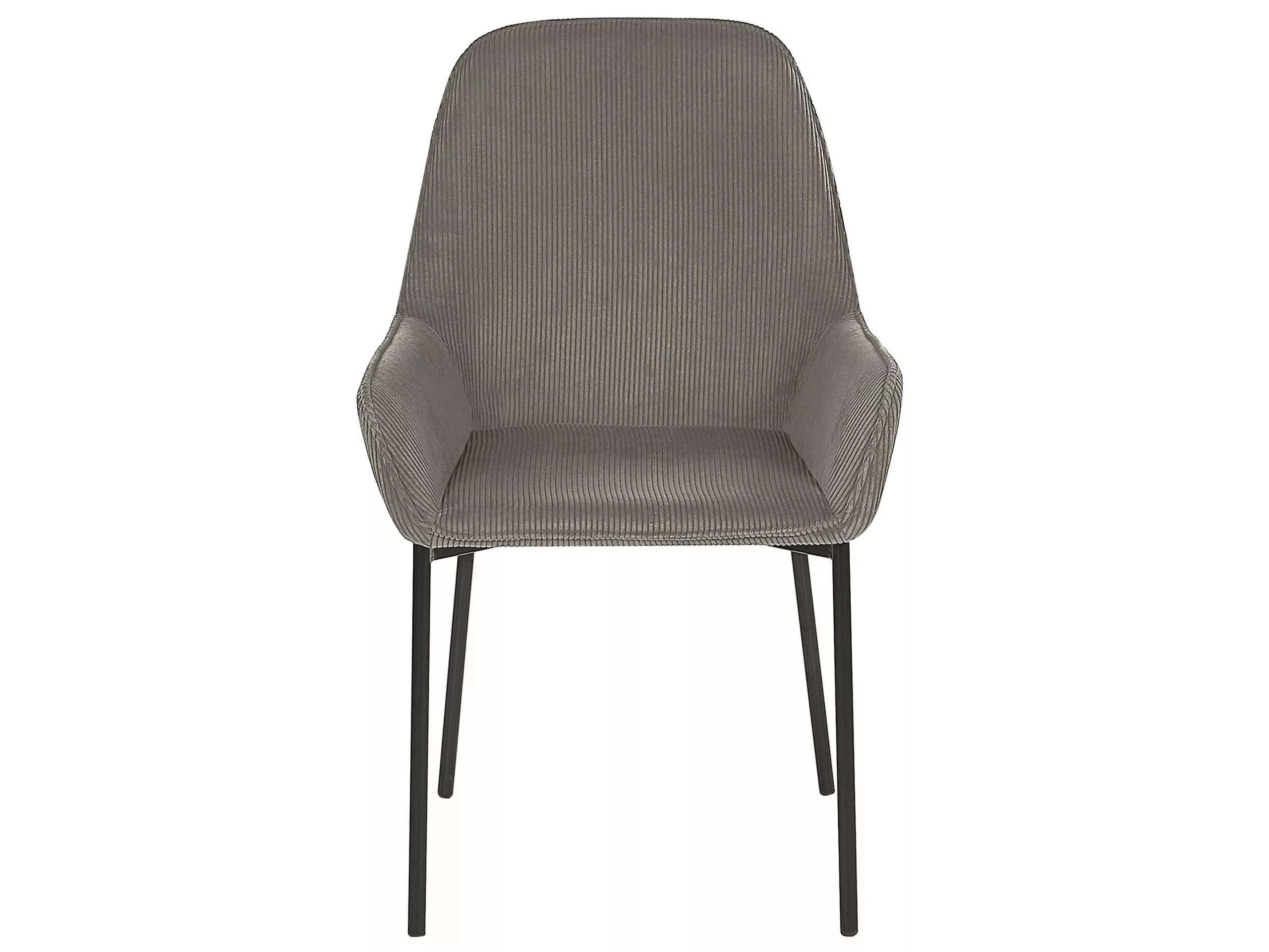 Beliani Eetkamerstoel Set Van 2 Corduroy Grijs LOVERNA - Afbeelding 3