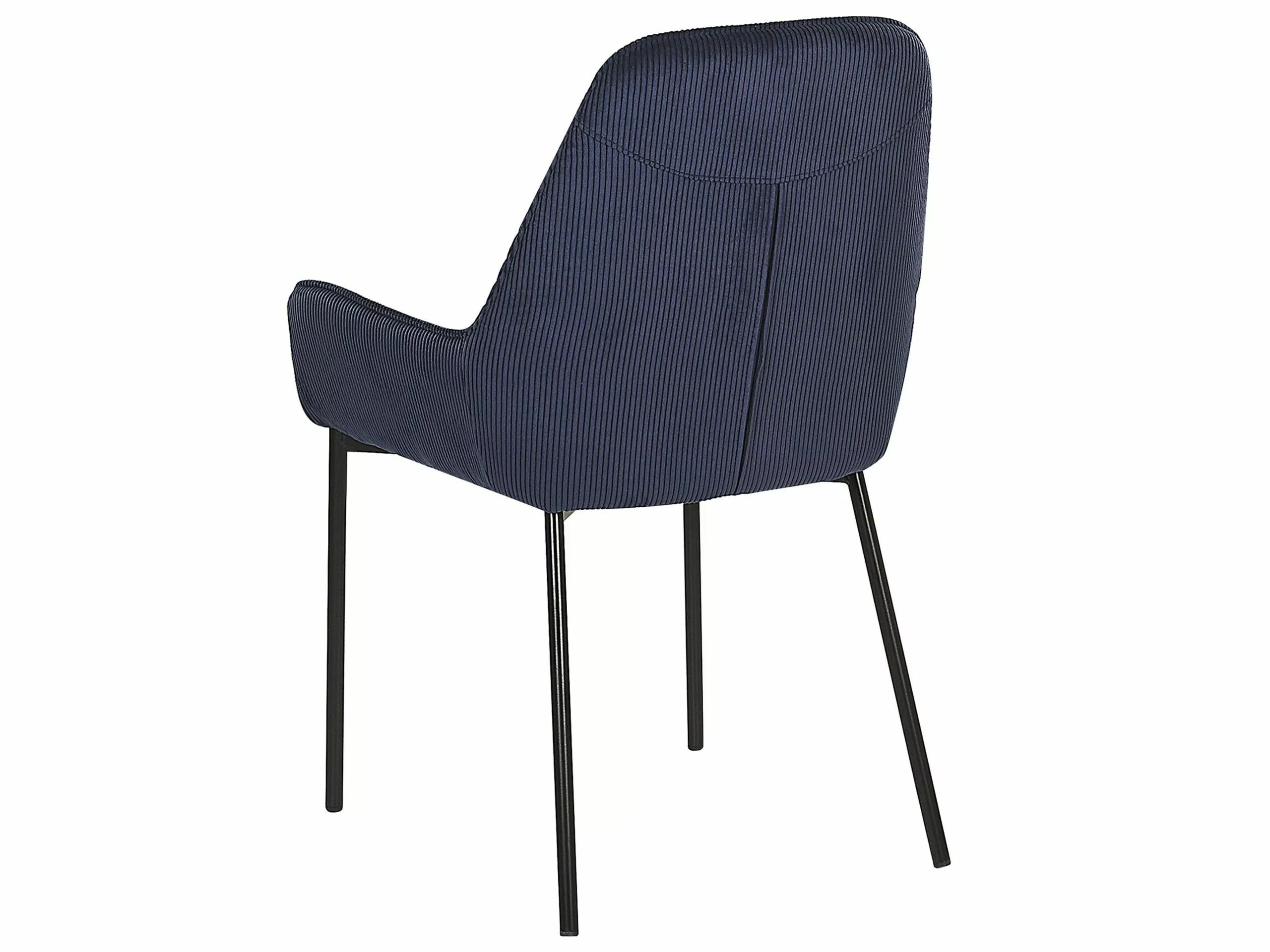 Beliani Eetkamerstoel Set Van 2 Corduroy Donkerblauw LOVERNA - Afbeelding 5