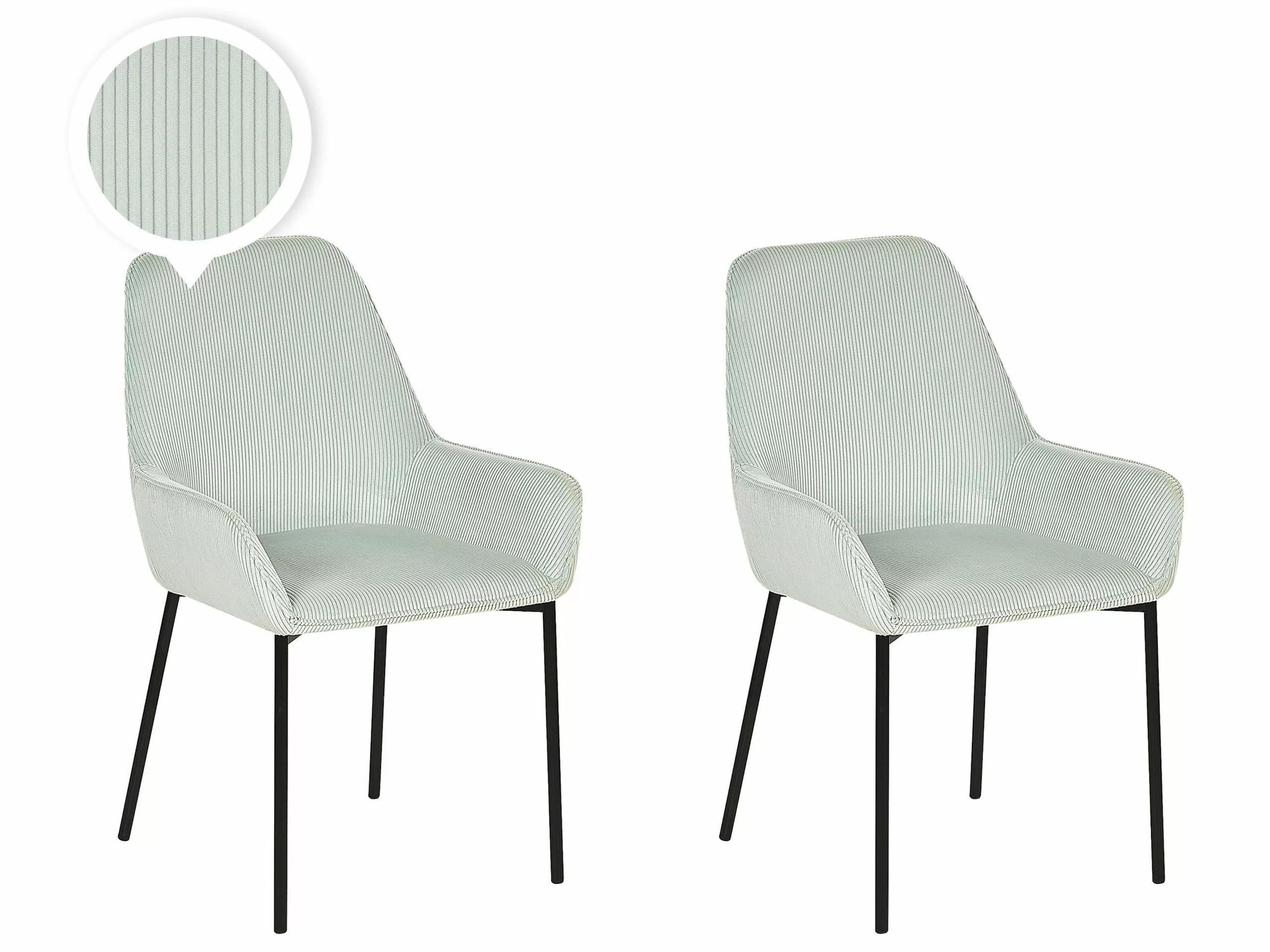 Beliani Eetkamerstoel Set Van 2 Corduroy Mintgroen LOVERNA