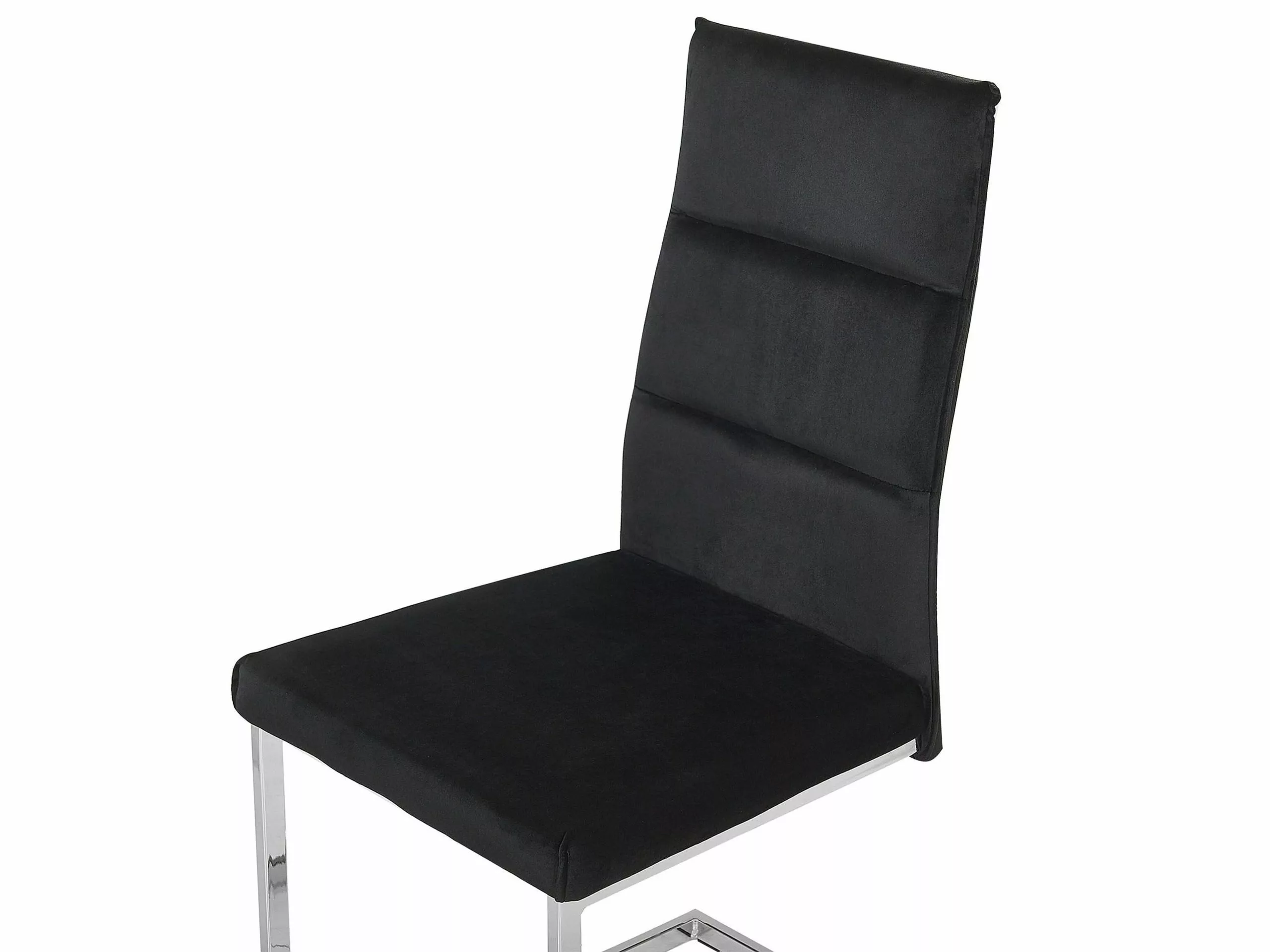 Beliani Eetkamerstoel Set Van 2 Fluweel Zwart ROCKFORD - Afbeelding 6