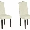 Beliani Eetkamerstoel Set Van 2 Stof Creme SHIRLEY