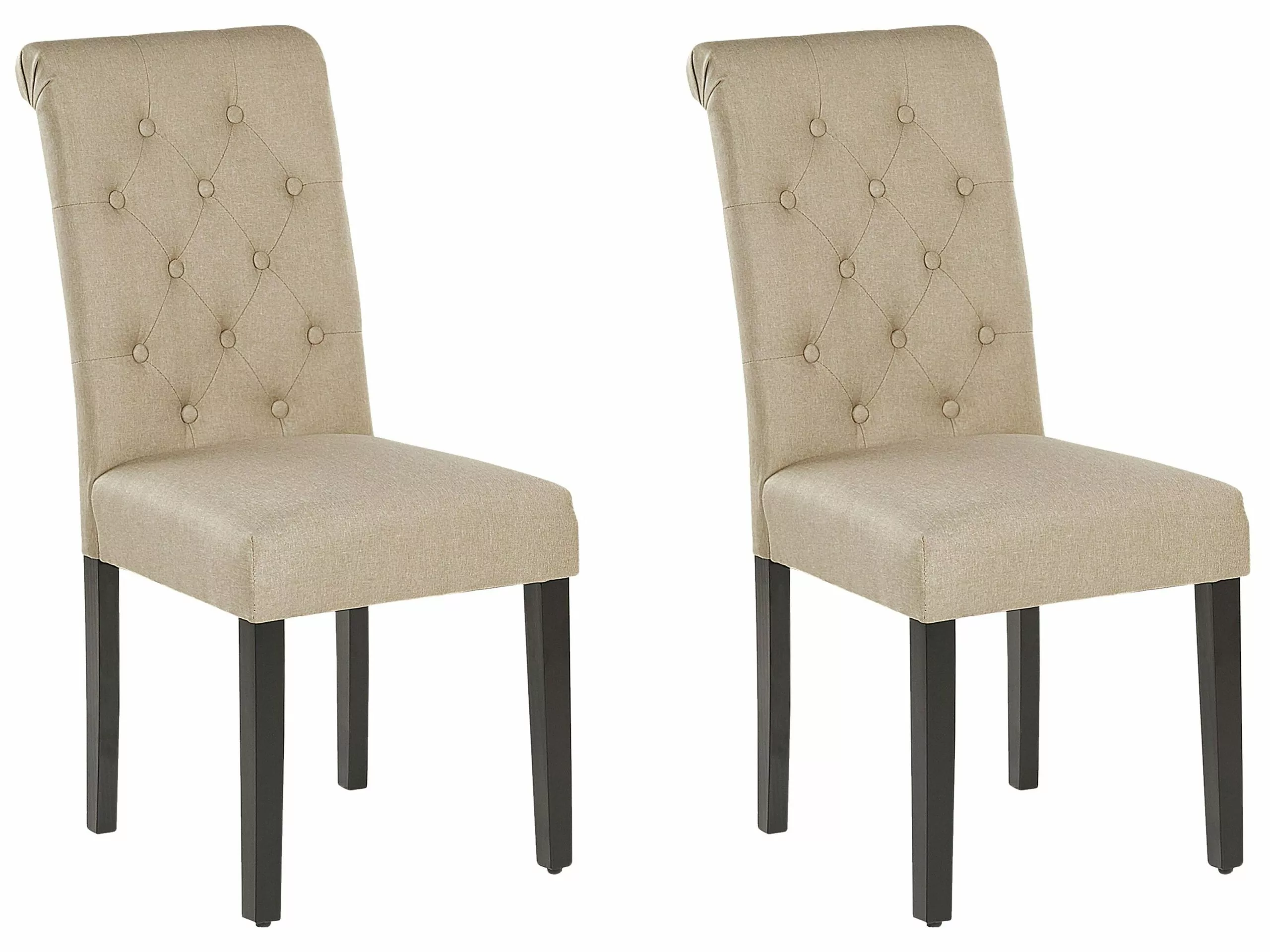 Beliani Eetkamerstoel Set Van 2 Stof Zandbeige VELVA