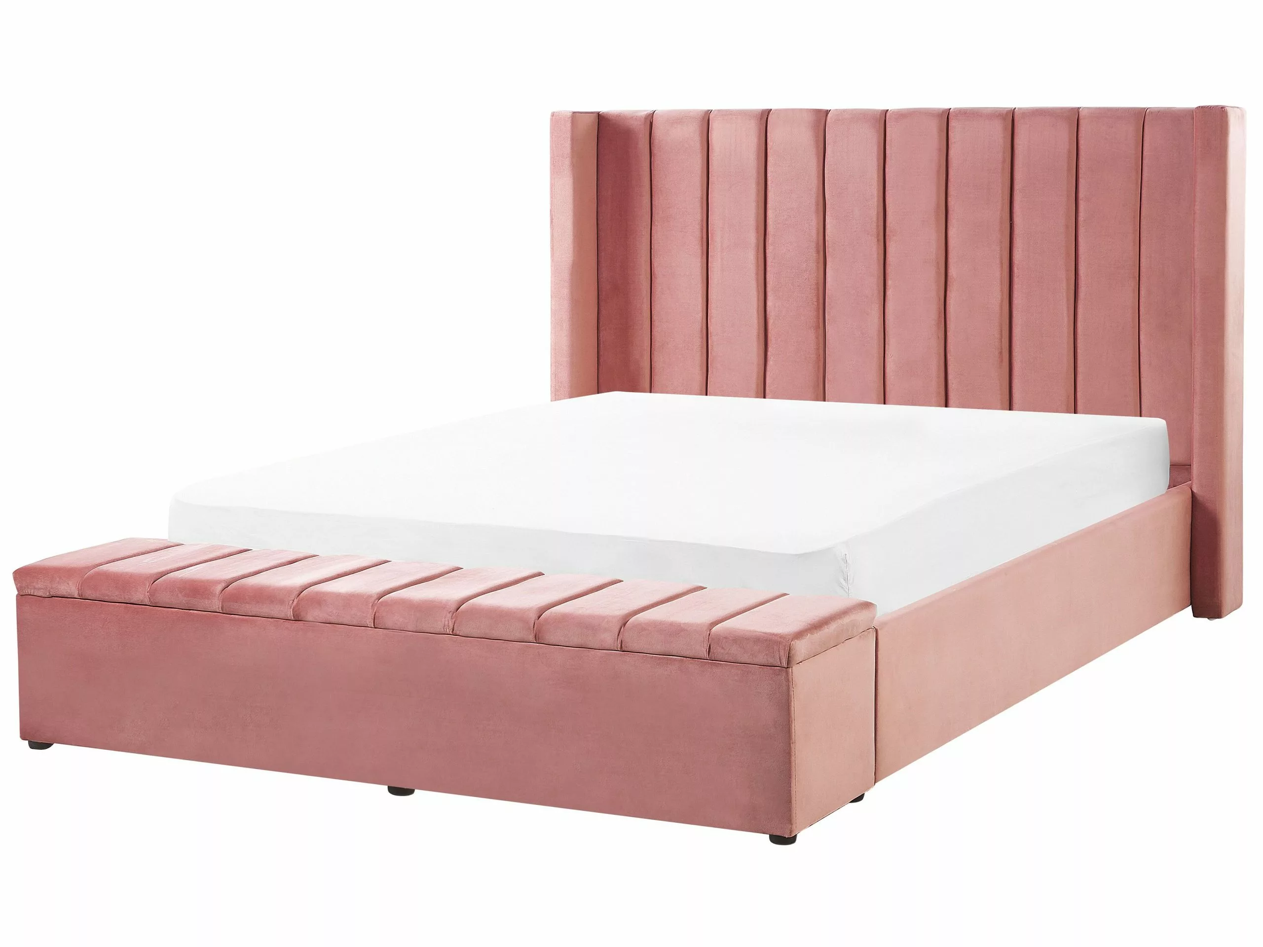 Beliani Bed Fluweel Roze Met Opbergruimte In Diverse Formaten NOYERS - Afbeelding 8