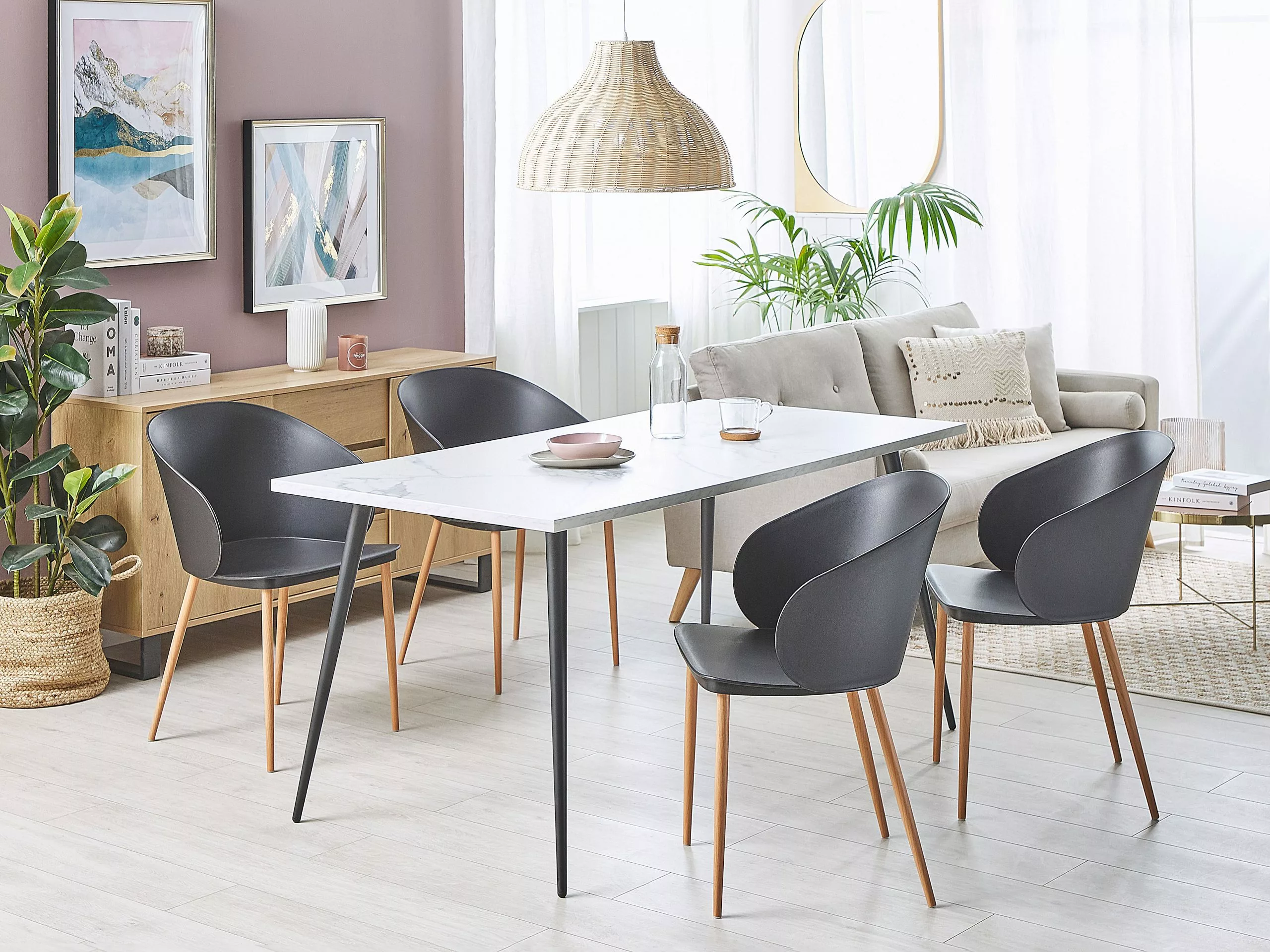 Beliani Eetkamerstoel Set Van 2 Kunststof Zwart BLAYKEE - Afbeelding 2