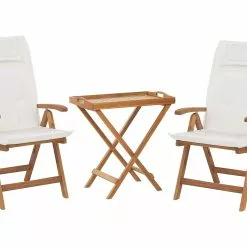 Beliani Balkonset Acaciahout Lichtbruin/cremewit JAVA