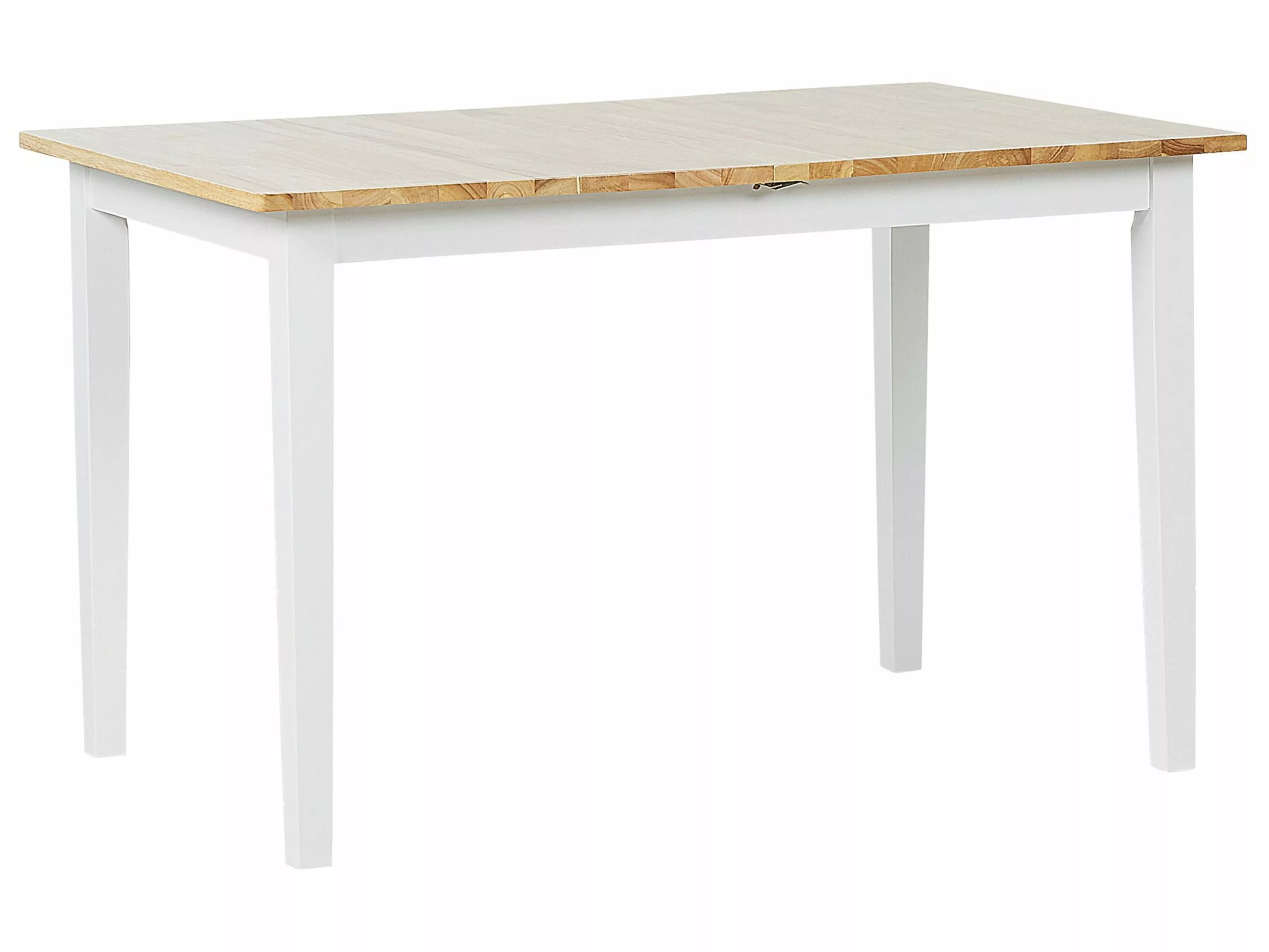 Beliani Eettafel Uitschuifbaar Rubberboomhout Lichtbruin/wit 120/150 X 80 Cm HOUSTON - Afbeelding 5