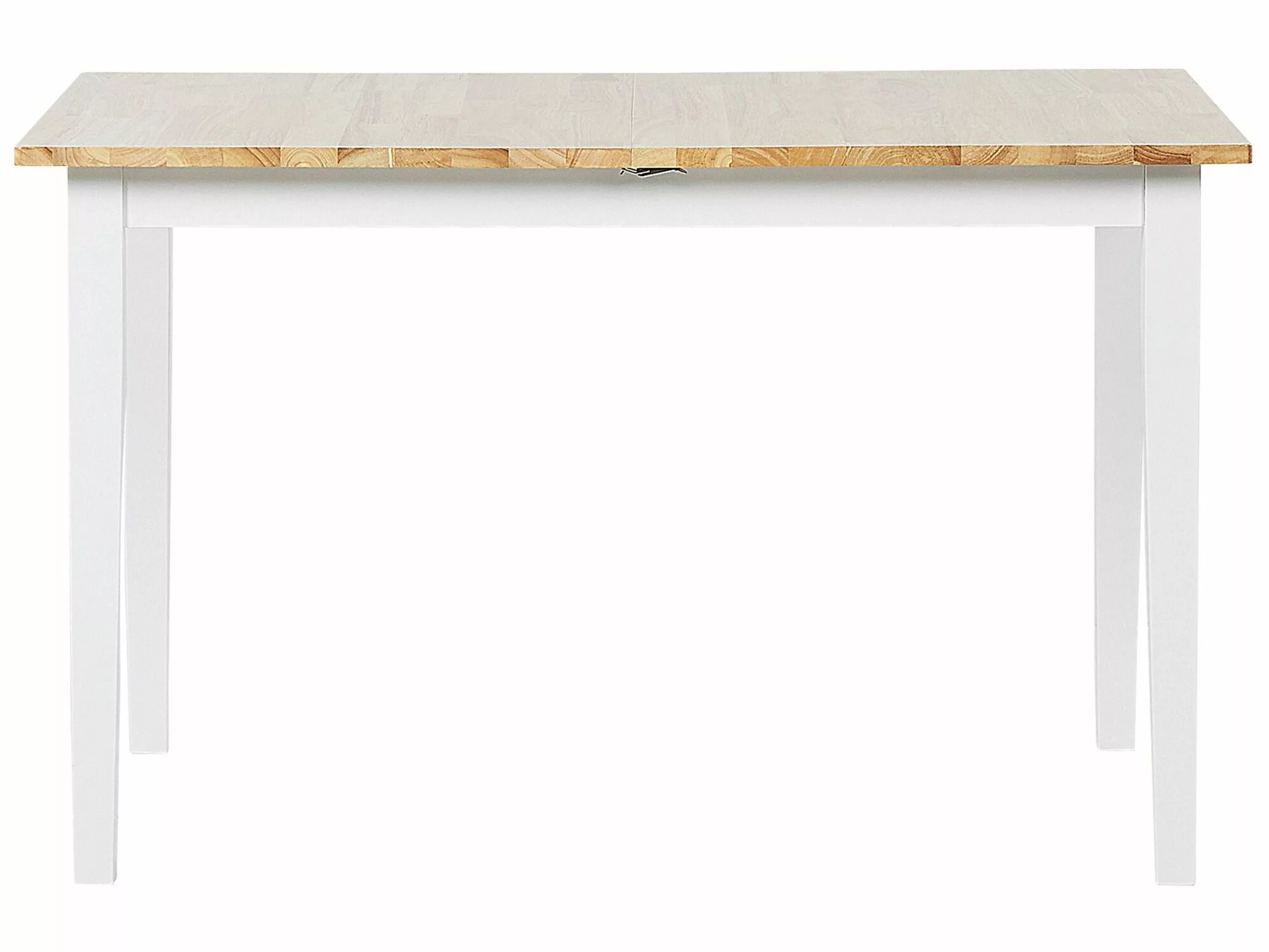Beliani Eettafel Uitschuifbaar Rubberboomhout Lichtbruin/wit 120/150 X 80 Cm HOUSTON - Afbeelding 7
