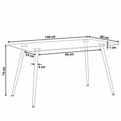 Beliani Eettafel Glas/zwart 140 X 80 Cm MIDLAND -Exporteren Stoelen Winkel undef src sa picid 785949 type whitesh image scaled