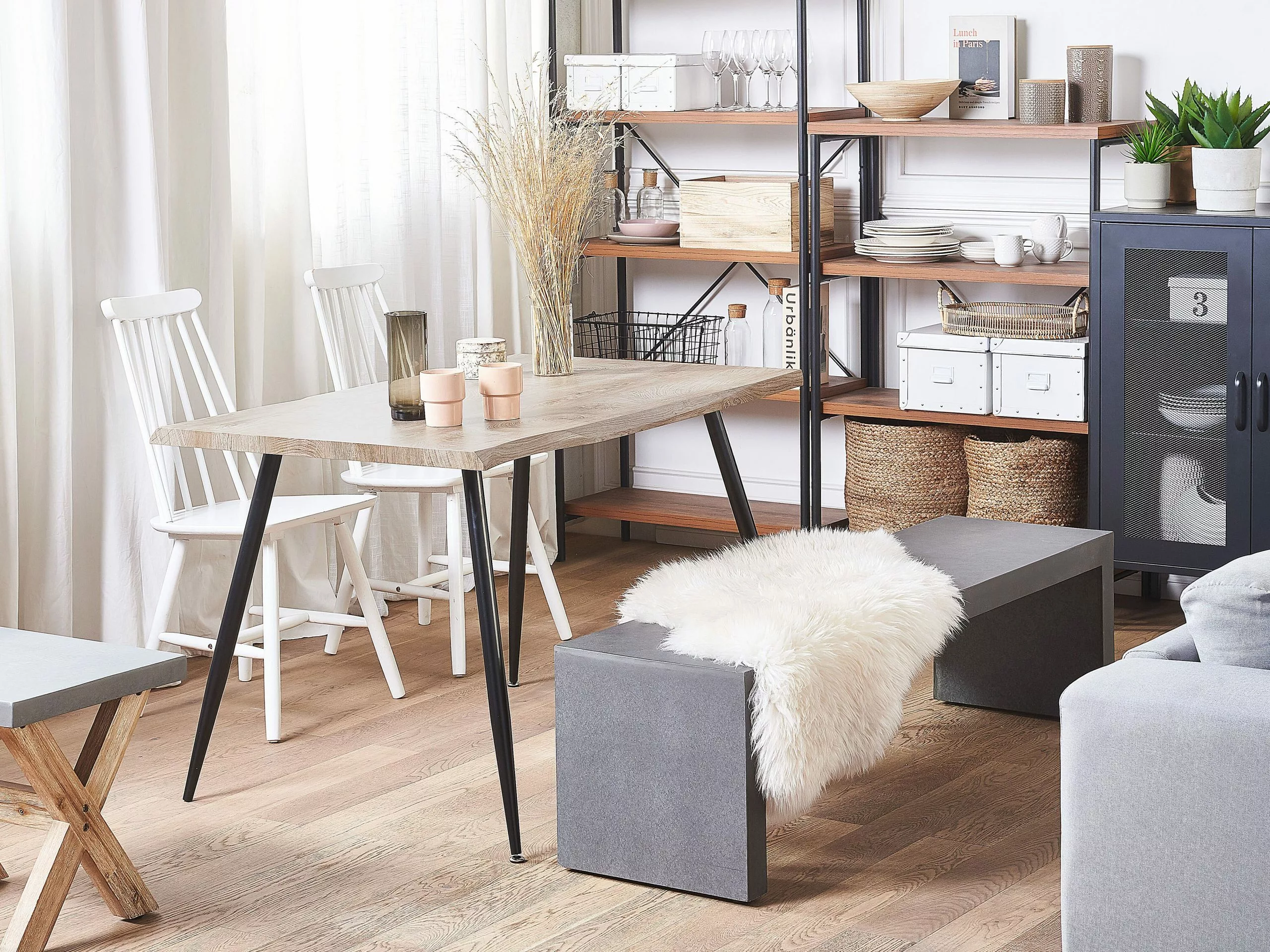 Beliani Eettafel Lichtbruin/zwart 120 X 80 Cm LUTON 4 Beliani Eettafel Lichtbruin/zwart 120 X 80 Cm LUTON - Afbeelding 2