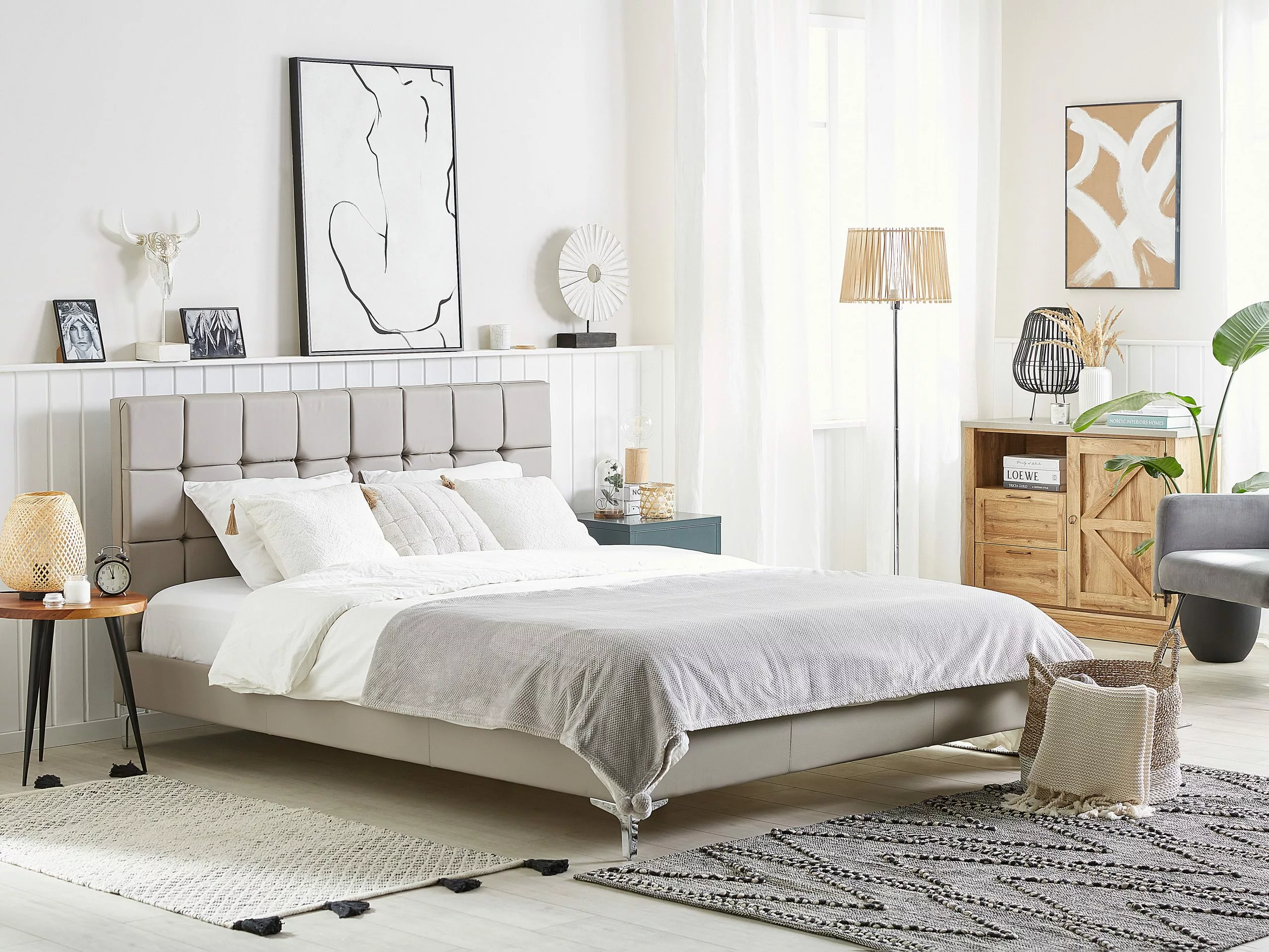 Beliani Bed Kunstleer Taupe In Diverse Formaten AMBERT - Afbeelding 2