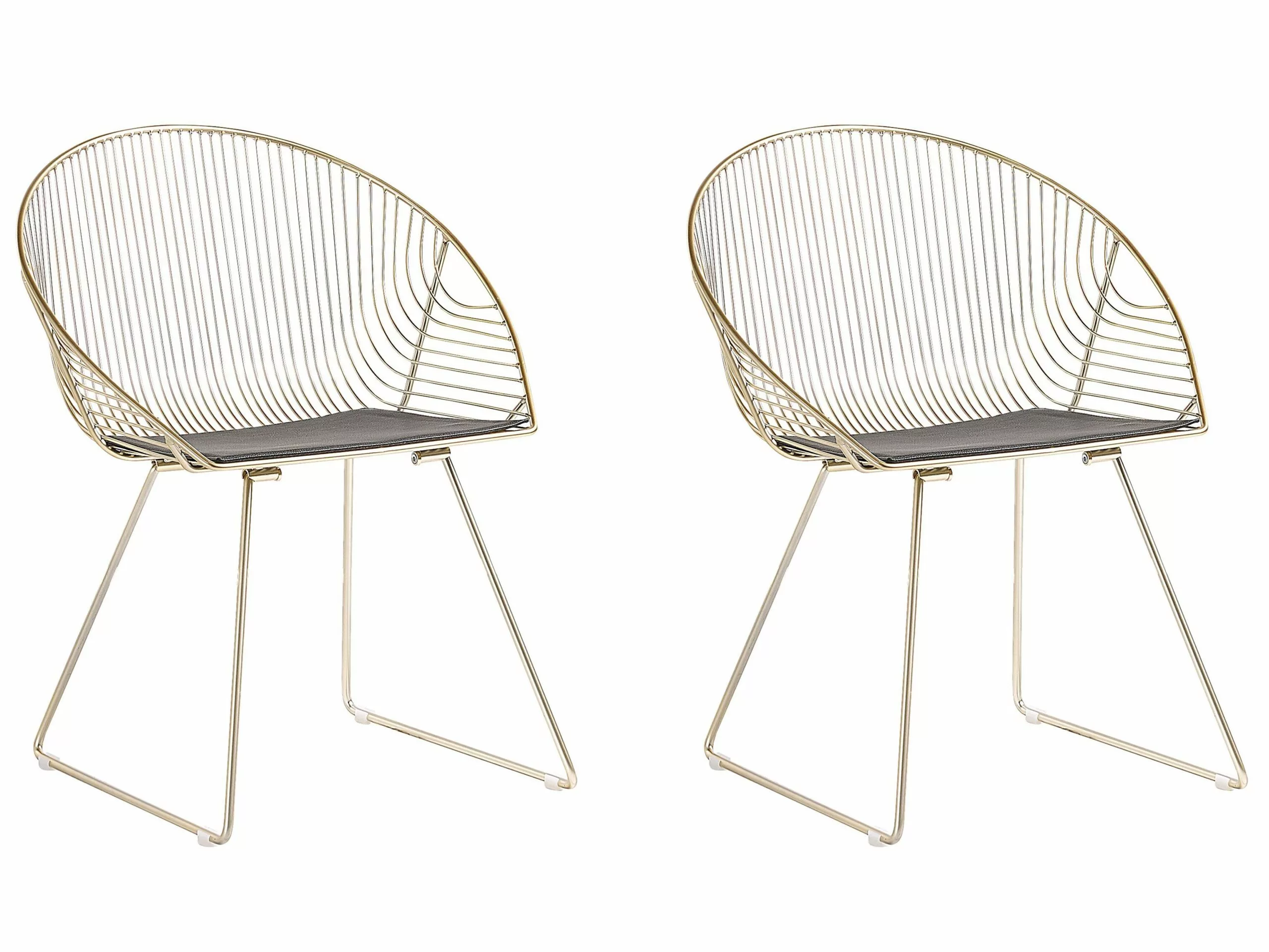 Beliani Eetkamerstoel Set Van 2 Metaal Goud AURORA