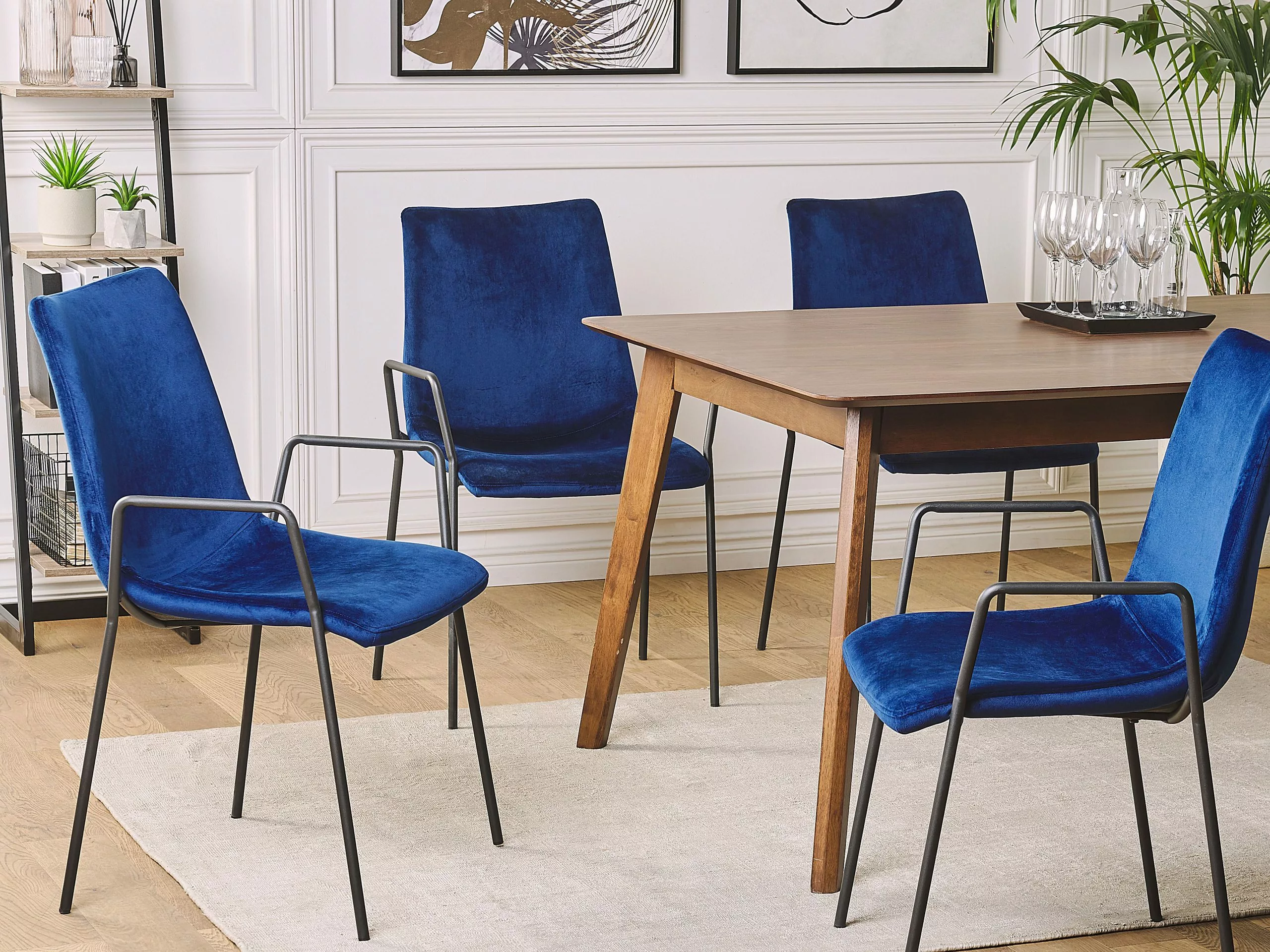 Beliani Eetkamerstoel Set Van 2 Stof Donkerblauw JEFFERSON - Afbeelding 2