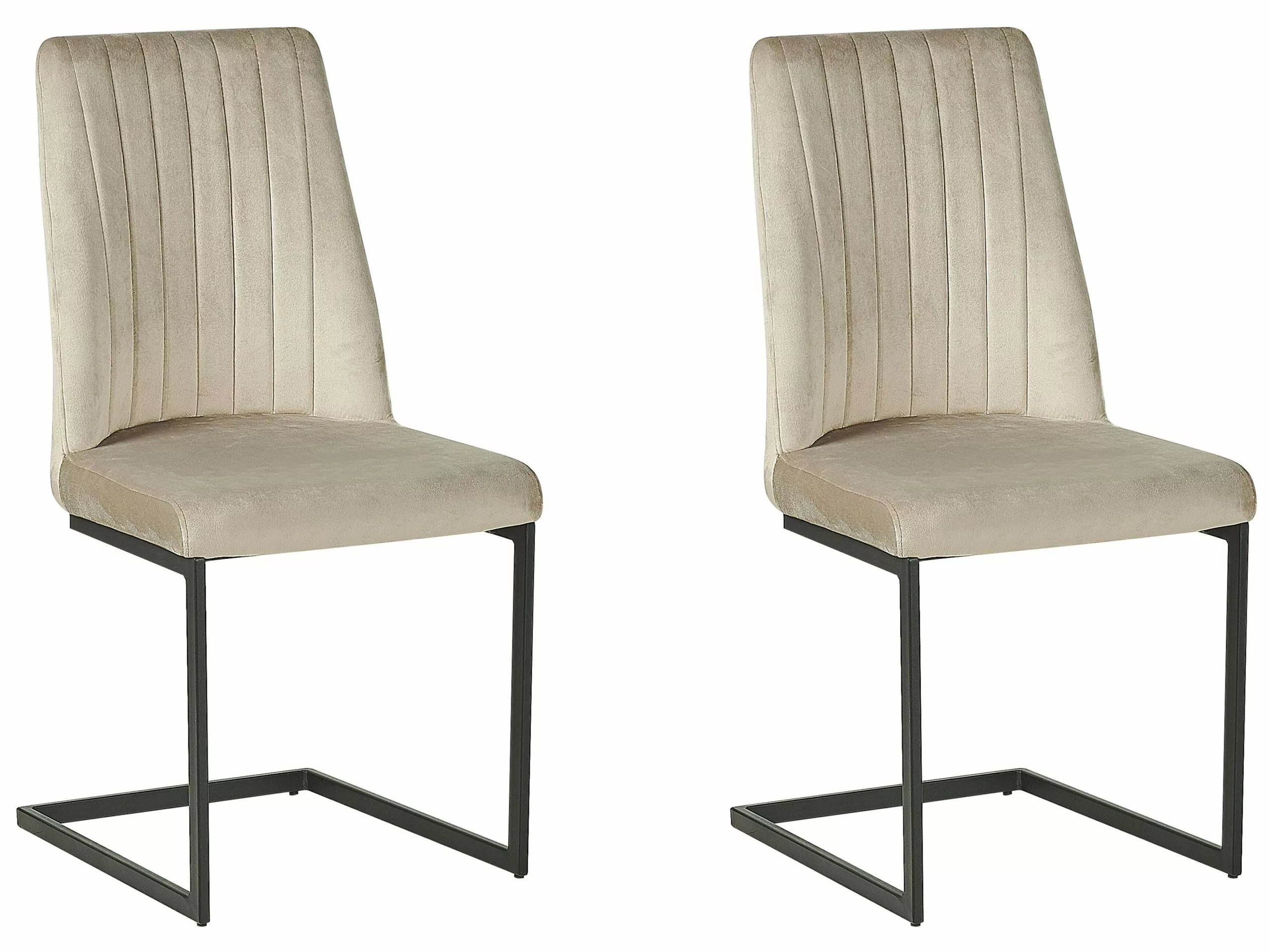 Beliani Eetkamerstoel Set Van 2 Fluweel Taupe LAVONIA 3 Beliani Eetkamerstoel Set Van 2 Fluweel Taupe LAVONIA