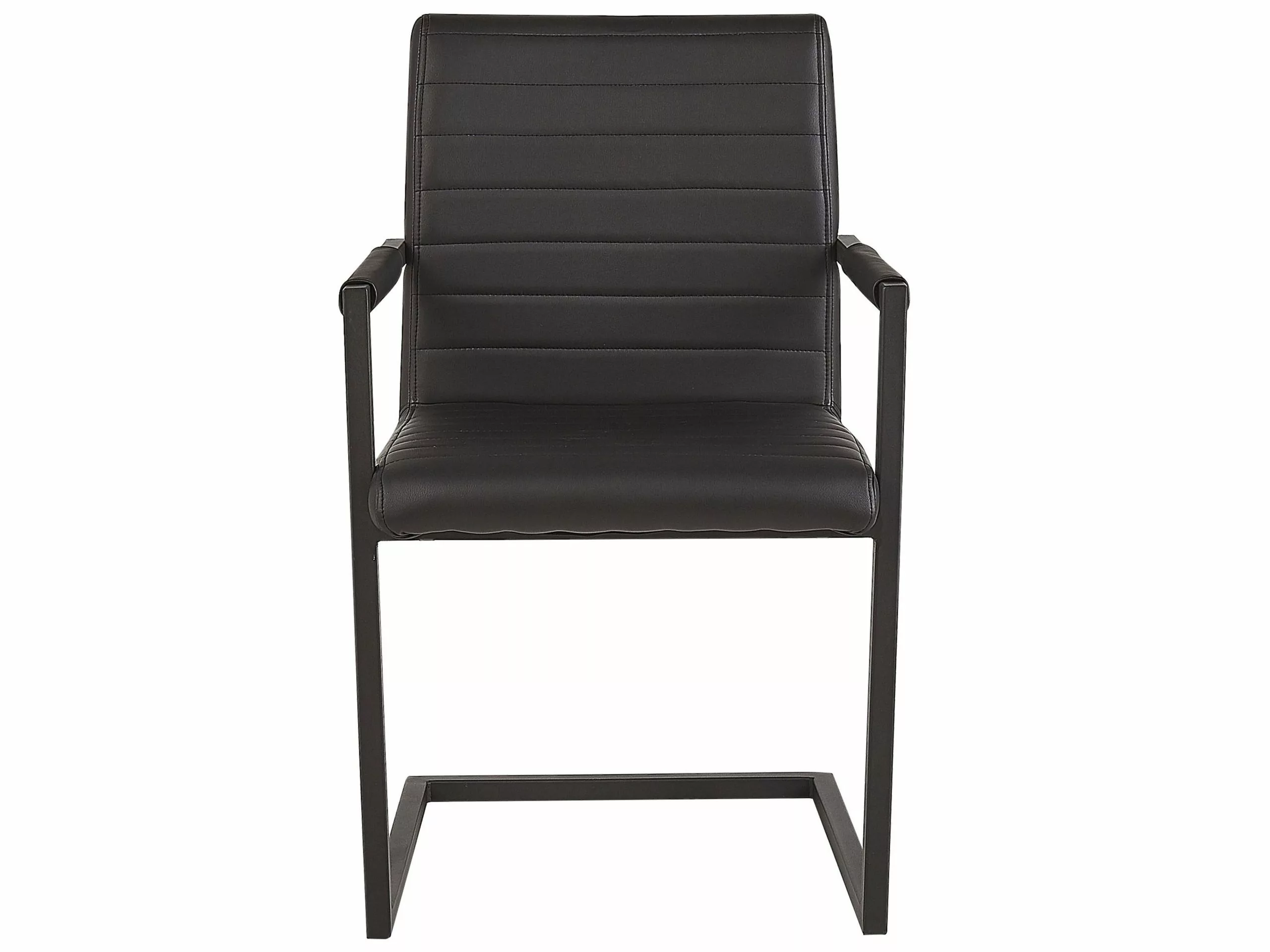 Beliani Eetkamerstoel Set Van 2 Kunstleer Zwart BUFORD - Afbeelding 3