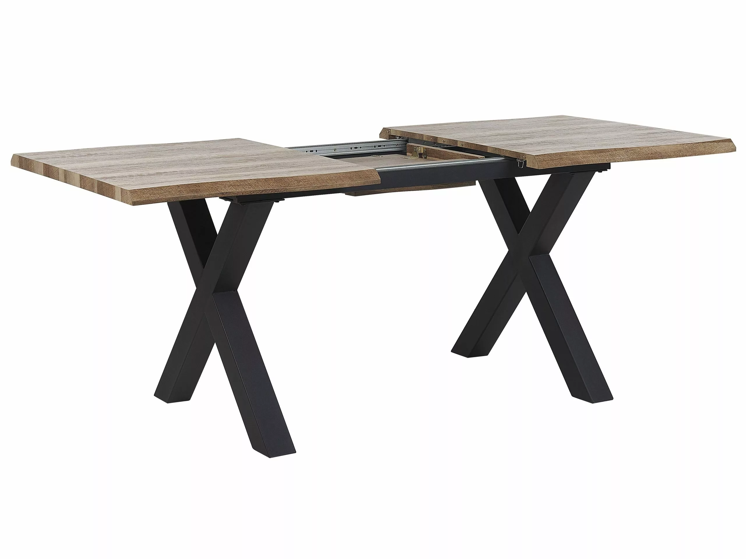 Beliani Eettafel Uitschuifbaar Lichtbruin/zwart 140 / 180 X 90 Cm BRONSON - Afbeelding 10