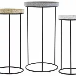 Beliani Bijzettafel Set Van 3 Granietlook TEXON