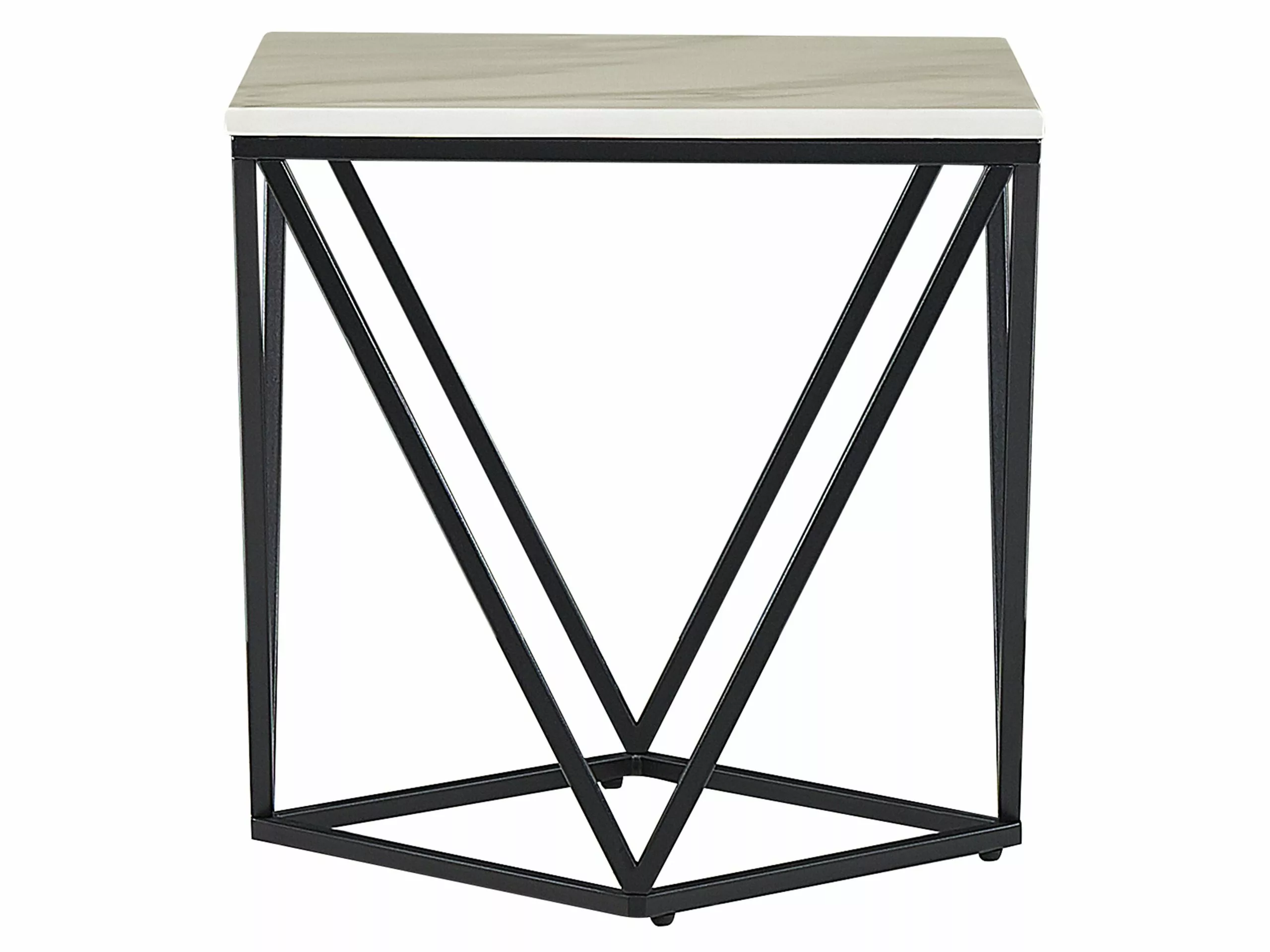 Beliani Bijzettafel Marmerlook Beige/zwart MALIBU - Afbeelding 4