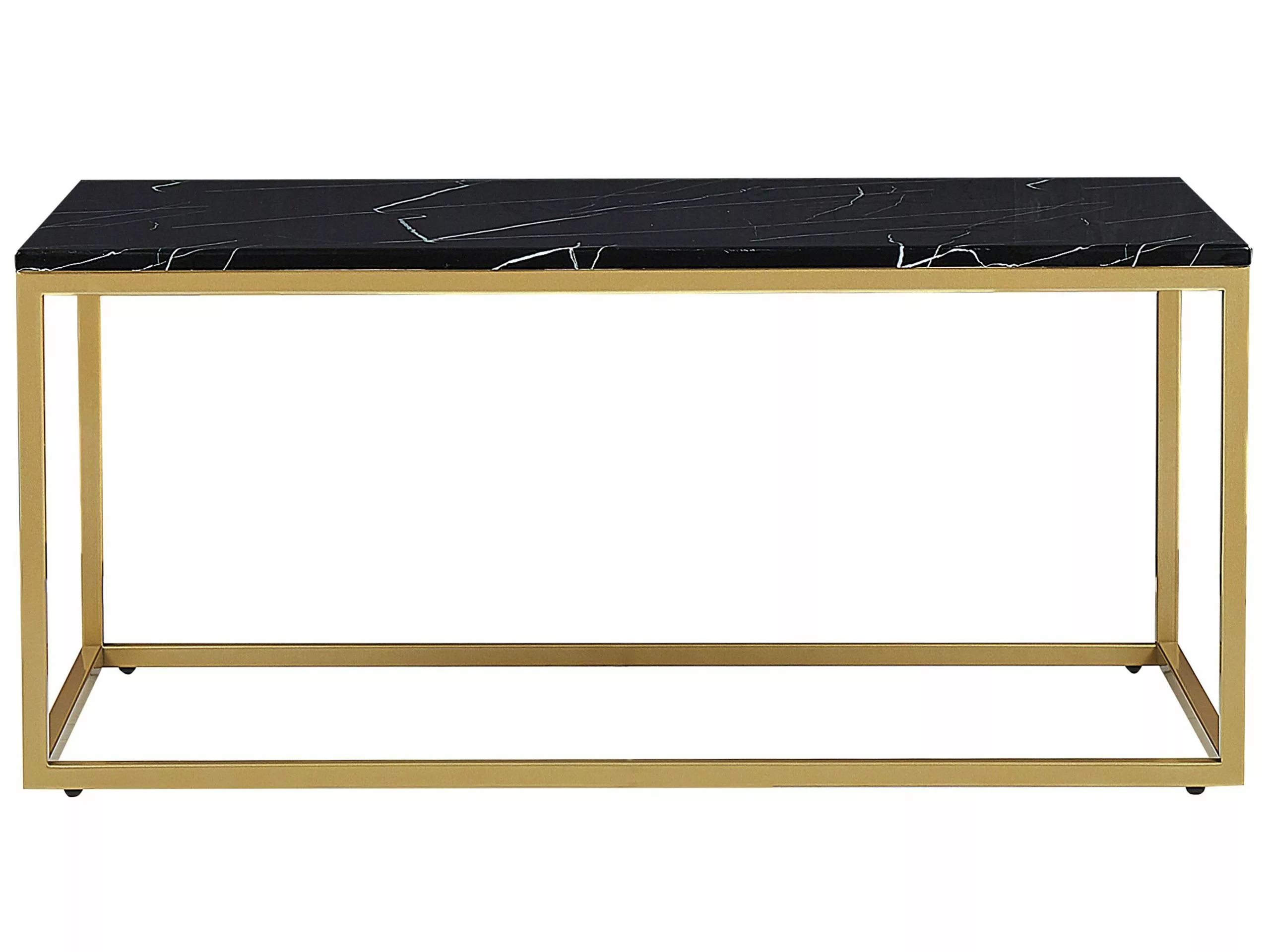 Beliani Salontafel Marmerlook Zwart/goud DELANO 5 Beliani Salontafel Marmerlook Zwart/goud DELANO - Afbeelding 3