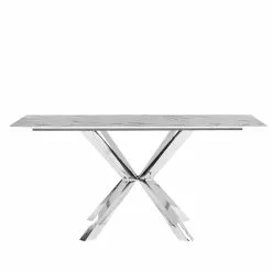 Beliani Eettafel Glas Marmerlook/zilver 160 X 90 Cm SABROSA -Exporteren Stoelen Winkel undef src sa picid 792899 type whitesh image scaled