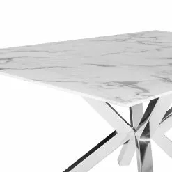 Beliani Eettafel Glas Marmerlook/zilver 160 X 90 Cm SABROSA -Exporteren Stoelen Winkel undef src sa picid 792900 type whitesh image scaled
