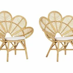 Beliani Stoel Set Van 2 Rotan Natuurlijk FLORENTINE