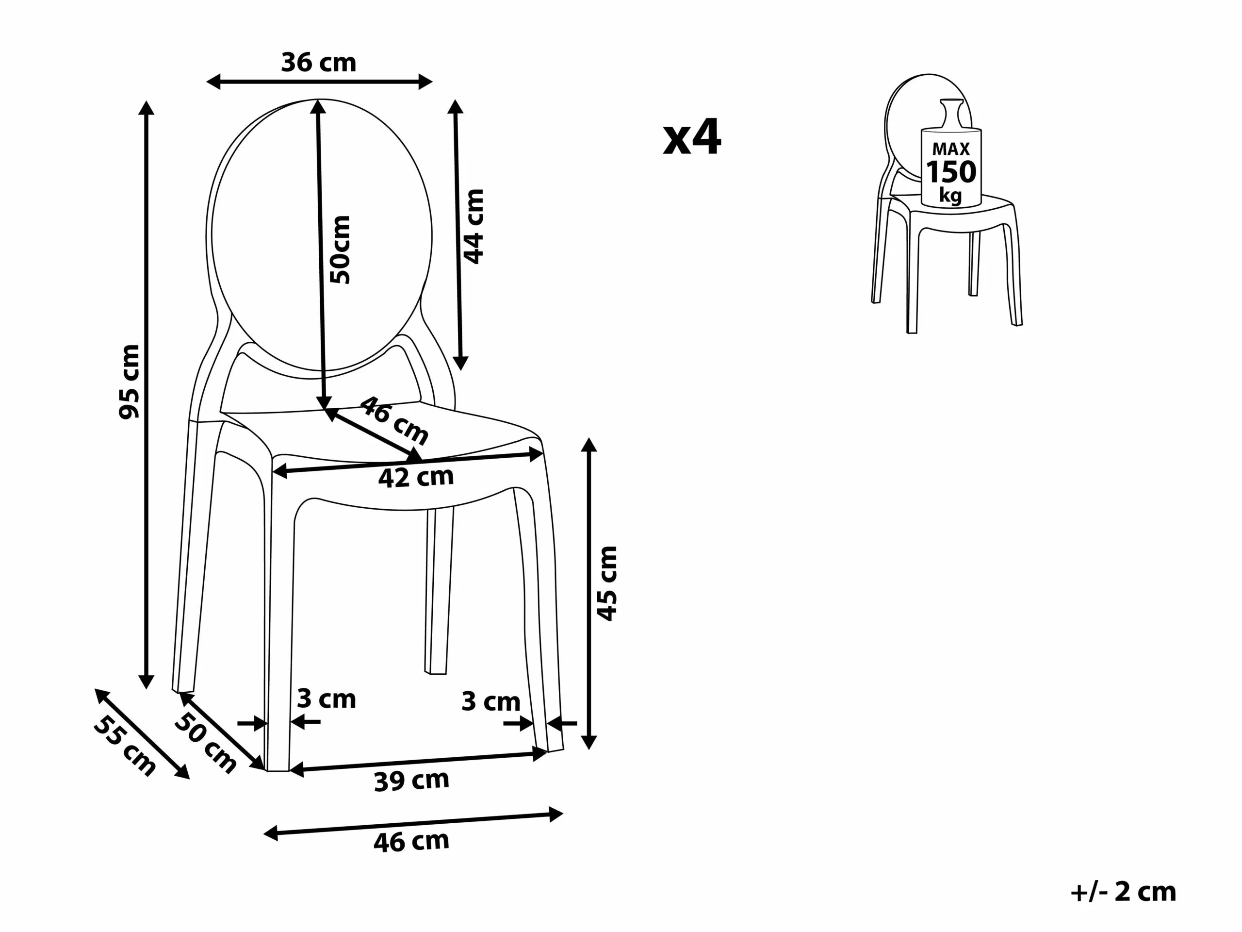 Beliani Eetkamerstoel Set Van 4 Kunststof Transparant MERTON 11 Beliani Eetkamerstoel Set Van 4 Kunststof Transparant MERTON - Afbeelding 9