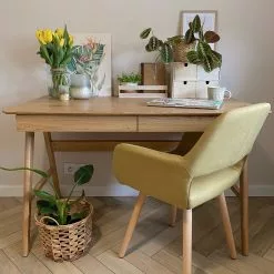 Beliani Eetkamerstoel Set Van 2 Stof Geel CHICAGO -Exporteren Stoelen Winkel undef src sa picid 796482 type whitesh image 1 scaled