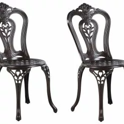 Beliani Tuinstoel Set Van 2 Aluminium Bruin BOVINO
