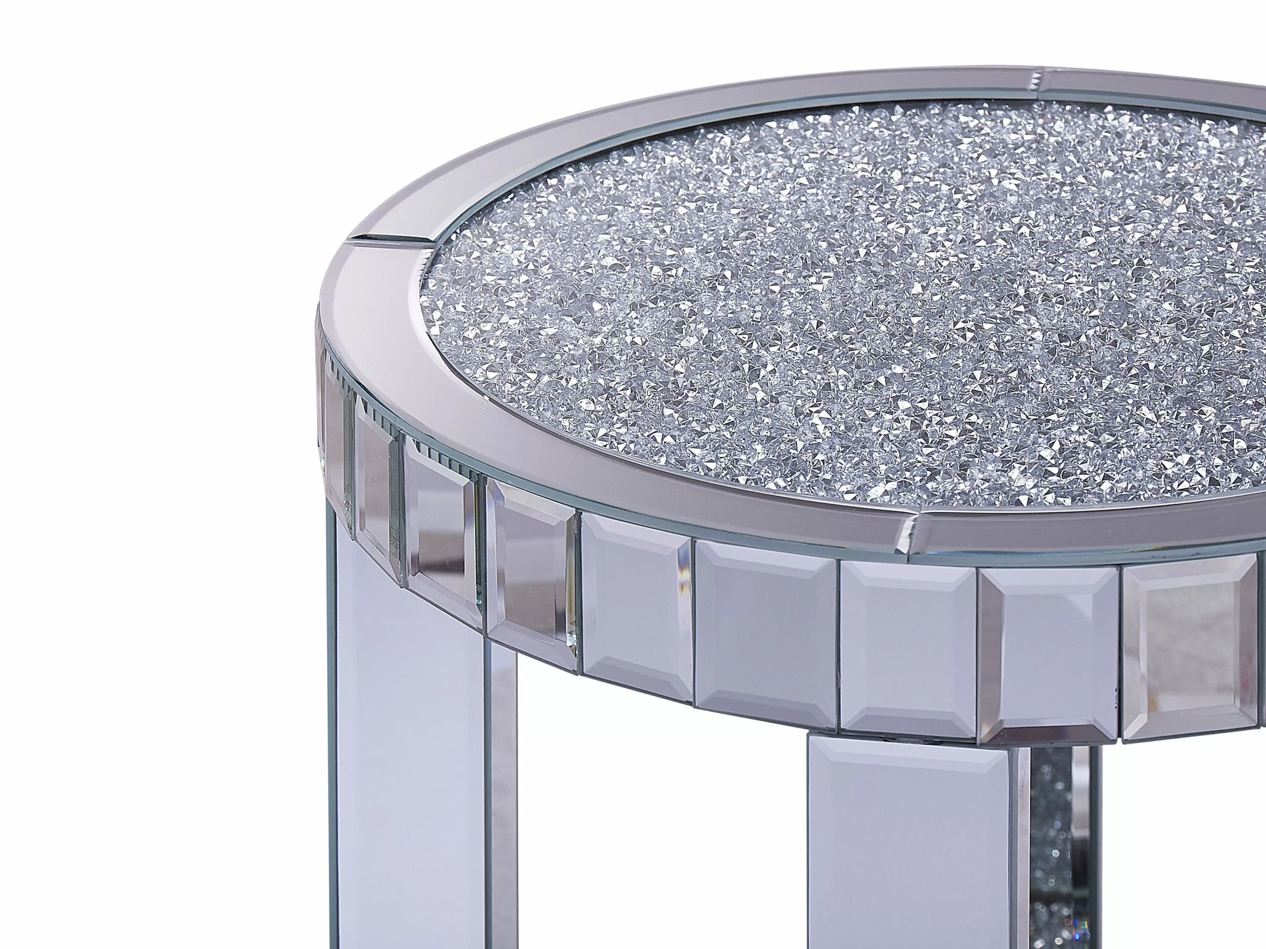 Beliani Bijzettafel Gespiegeld Zilver APREY - Afbeelding 3