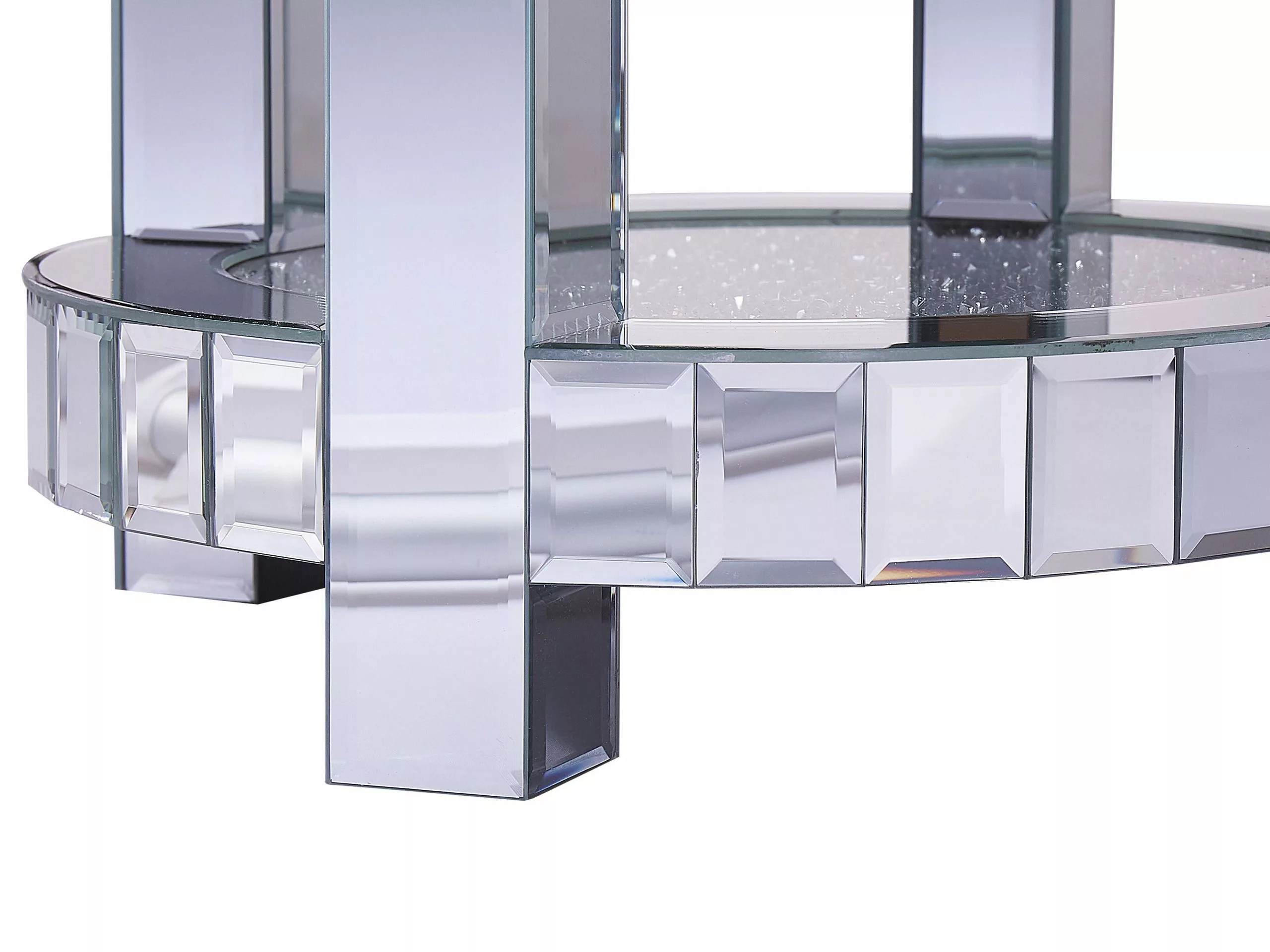 Beliani Bijzettafel Gespiegeld Zilver APREY - Afbeelding 4