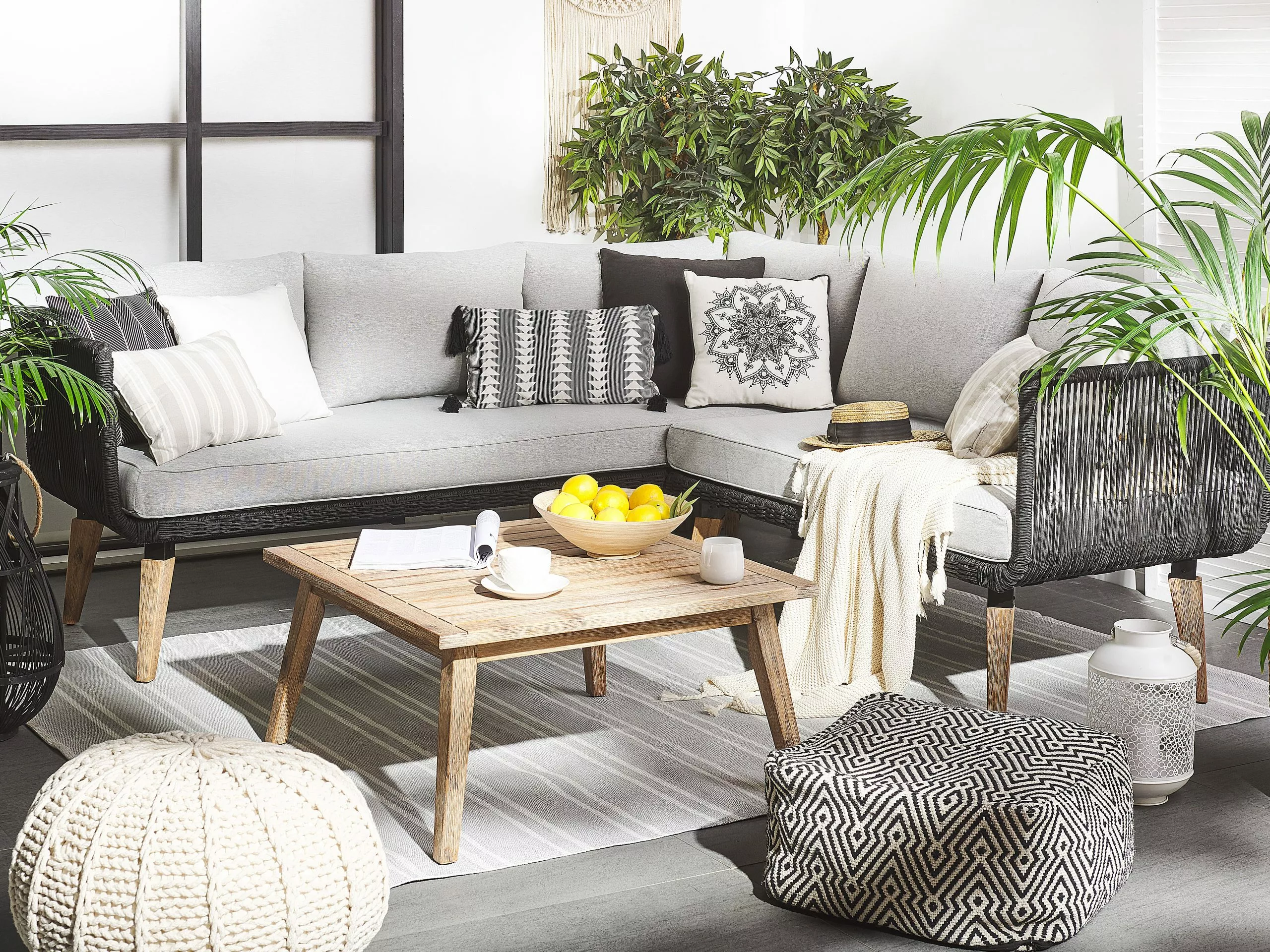 Beliani Loungeset 5-zits Acaciahout Taupe ALCAMO - Afbeelding 2