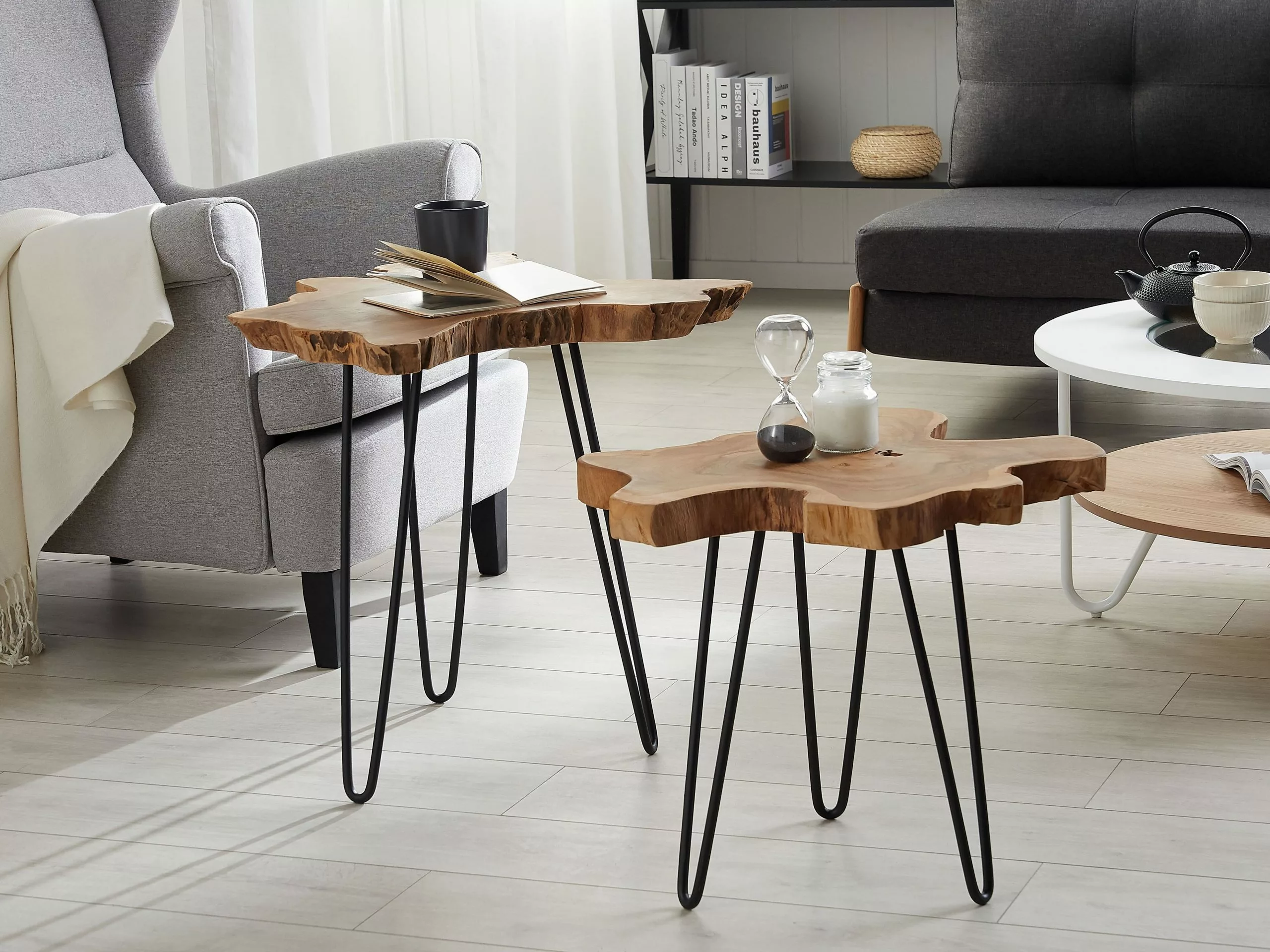 Beliani Bijzettafel Set Van 2 Hout CAMROSE 4 Beliani Bijzettafel Set Van 2 Hout CAMROSE - Afbeelding 2