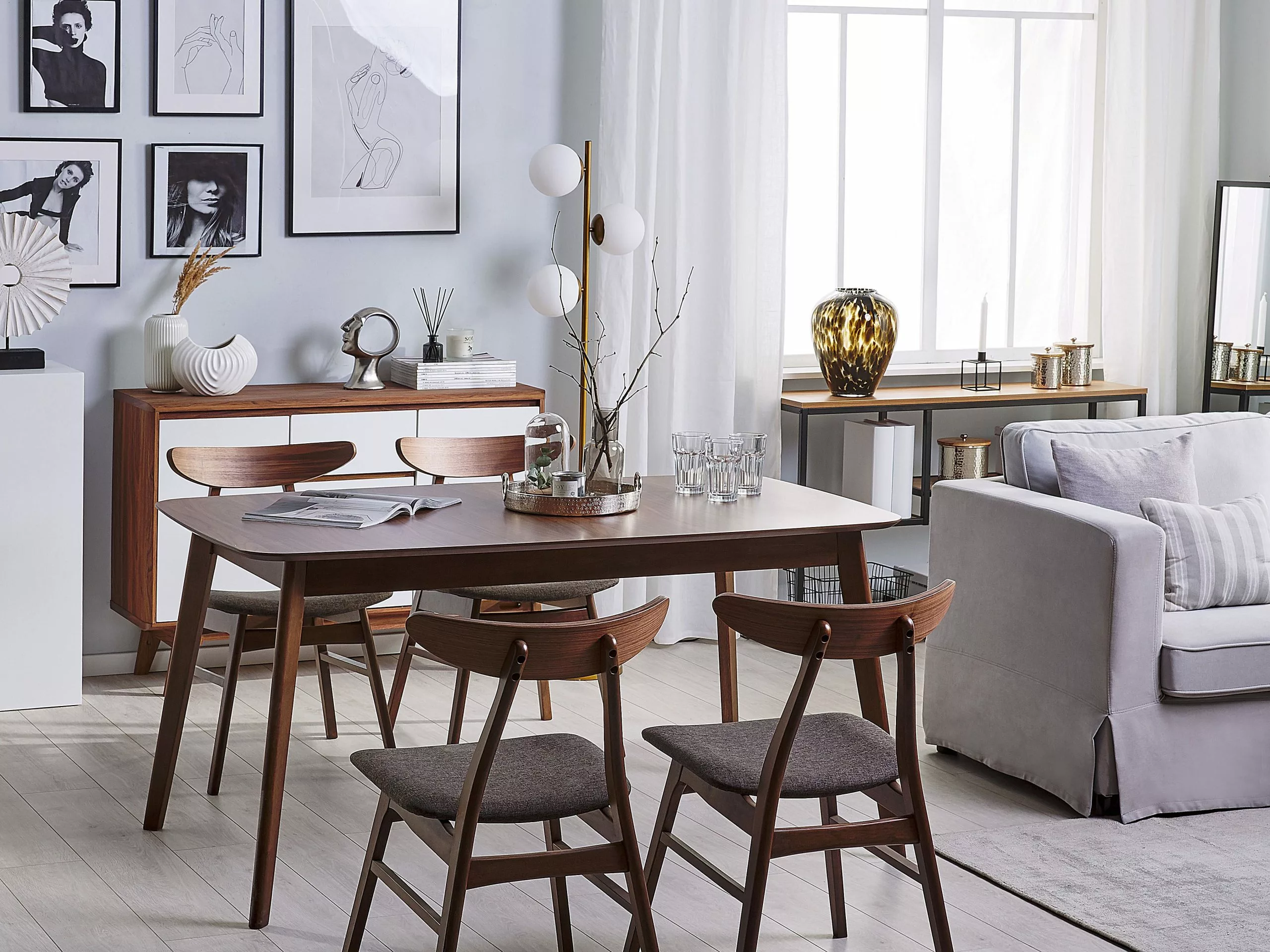 Beliani Eettafel Donkerbruin In Diverse Formaten MADOX - Afbeelding 6