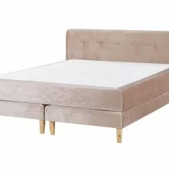 Beliani Boxspring Fluweel Grijs In Diverse Formaten Beige MARQUISE