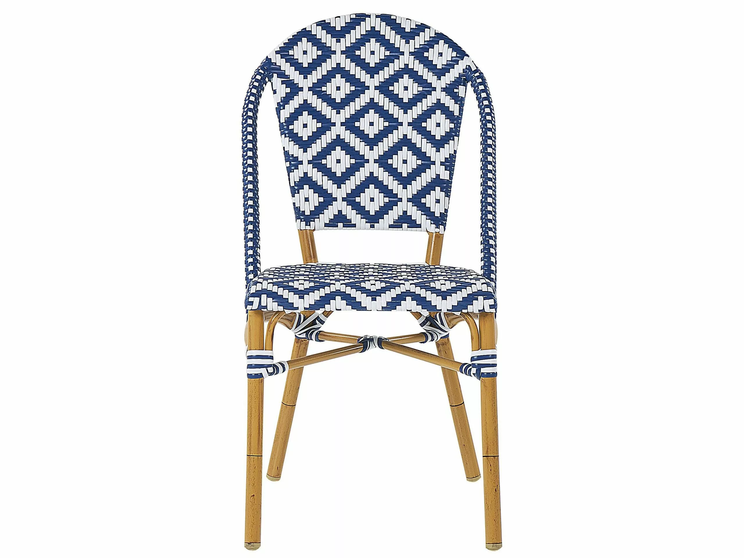 Beliani Tuinstoel Set Van 4 Rotan Blauw/wit RIFREDDO 11 Beliani Tuinstoel Set Van 4 Rotan Blauw/wit RIFREDDO - Afbeelding 9