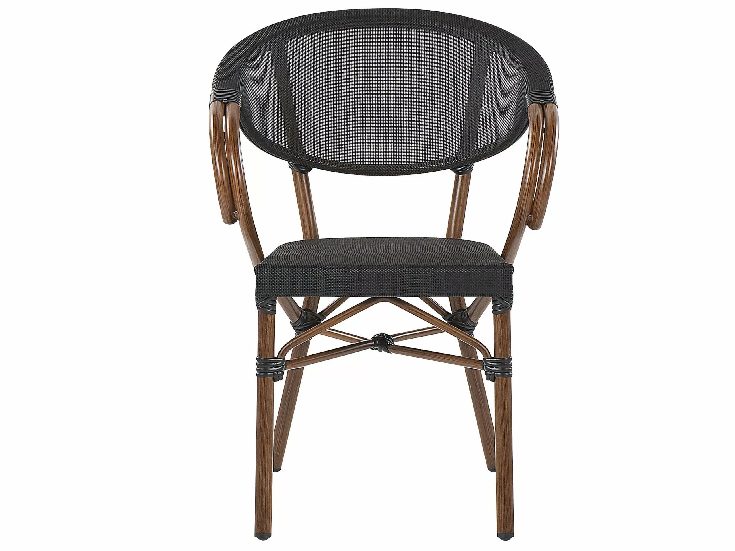 Beliani Tuinstoel Set Van 4 Aluminium Zwart/donkerbruin CASPRI - Afbeelding 5