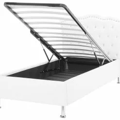 Beliani Bed Met Opbergruimte Kunstleer Wit 90 X 200 Cm METZ