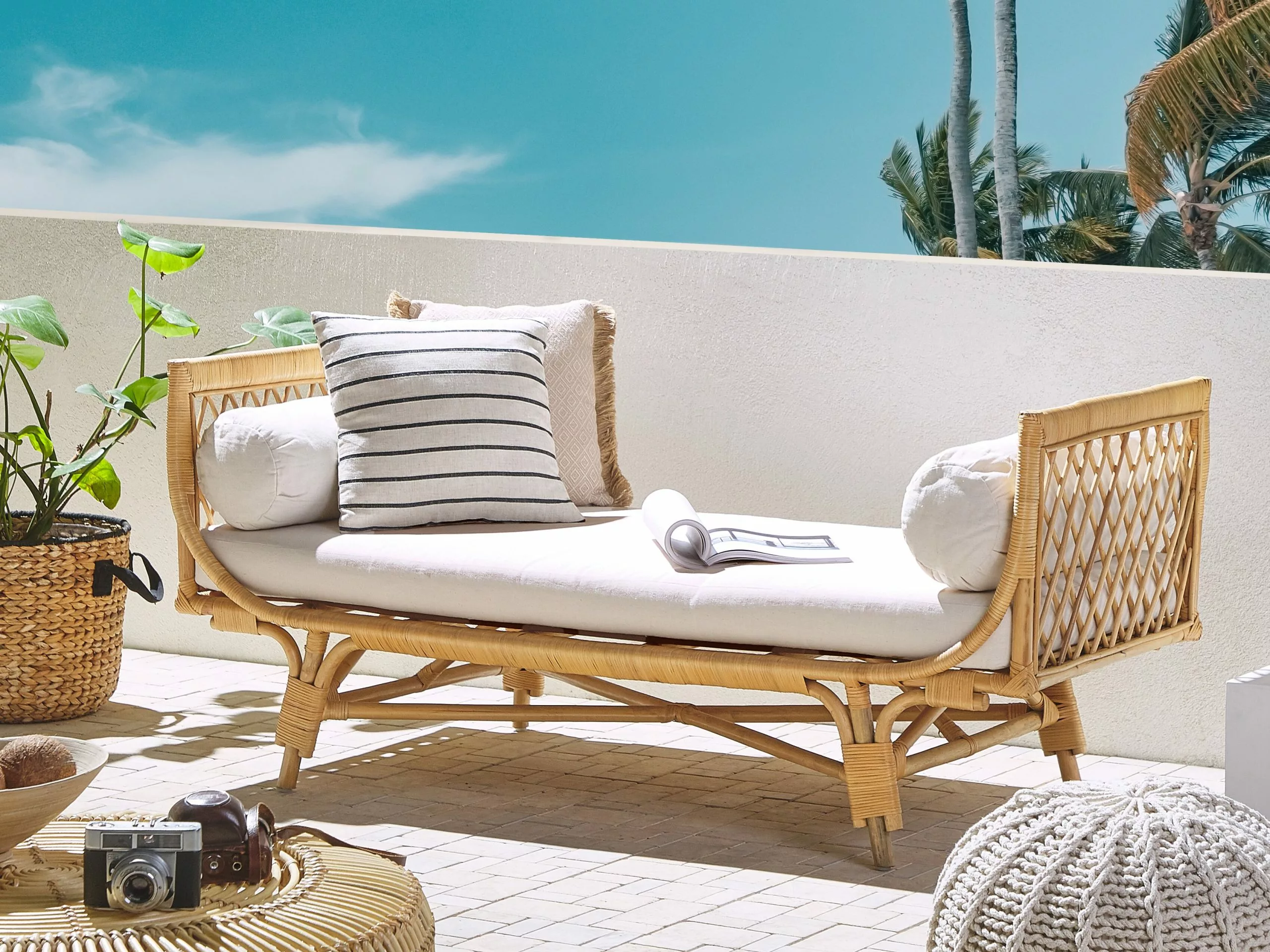 Beliani Tuinbank Rotan Natuurlijk/beige BALLAO - Afbeelding 2