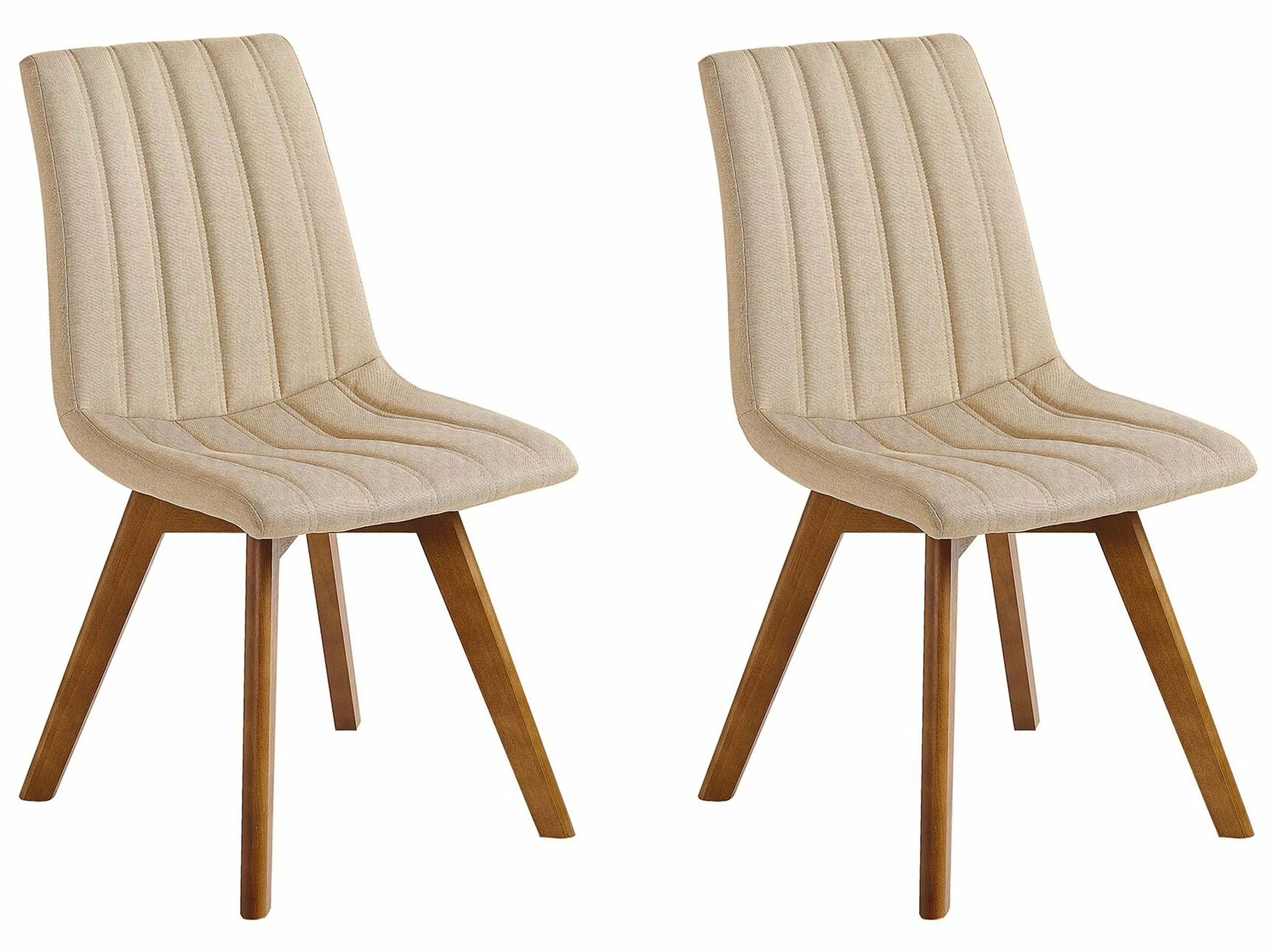 Beliani Eetkamerstoel Set Van 2 Stof Beige CALGARY
