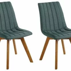 Beliani Eetkamerstoel Set Van 2 Stof Groen CALGARY