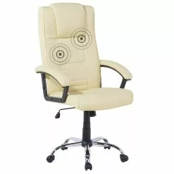 Beliani Bureaustoel Met Massagefunctie Kunstleer Beige COMFORT II