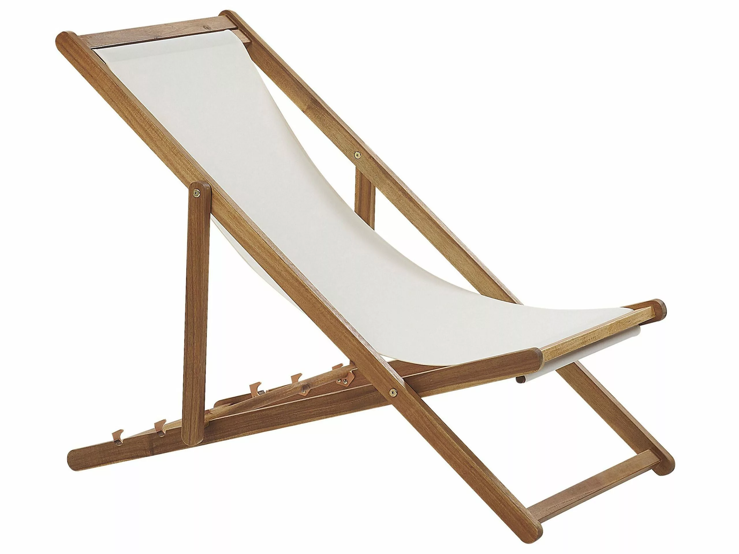 Beliani Ligstoel Set Van 2 Acaciahout Stof Lichtbruin/meerkleurig ANZIO - Afbeelding 5