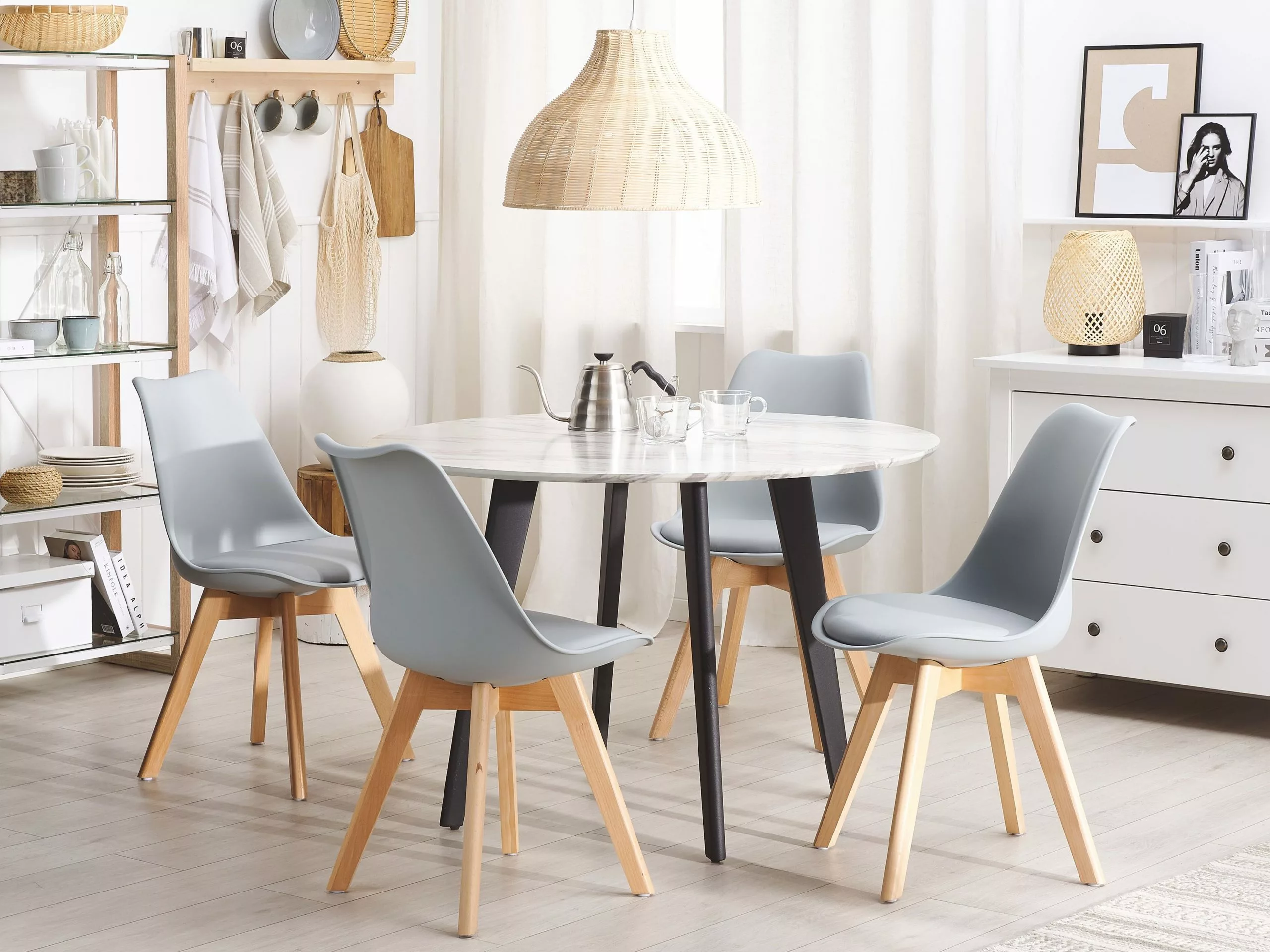 Beliani Eetkamerstoel Set Van 2 Kusntstof Grijs DAKOTA II - Afbeelding 2