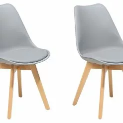 Beliani Eetkamerstoel Set Van 2 Kusntstof Grijs DAKOTA II