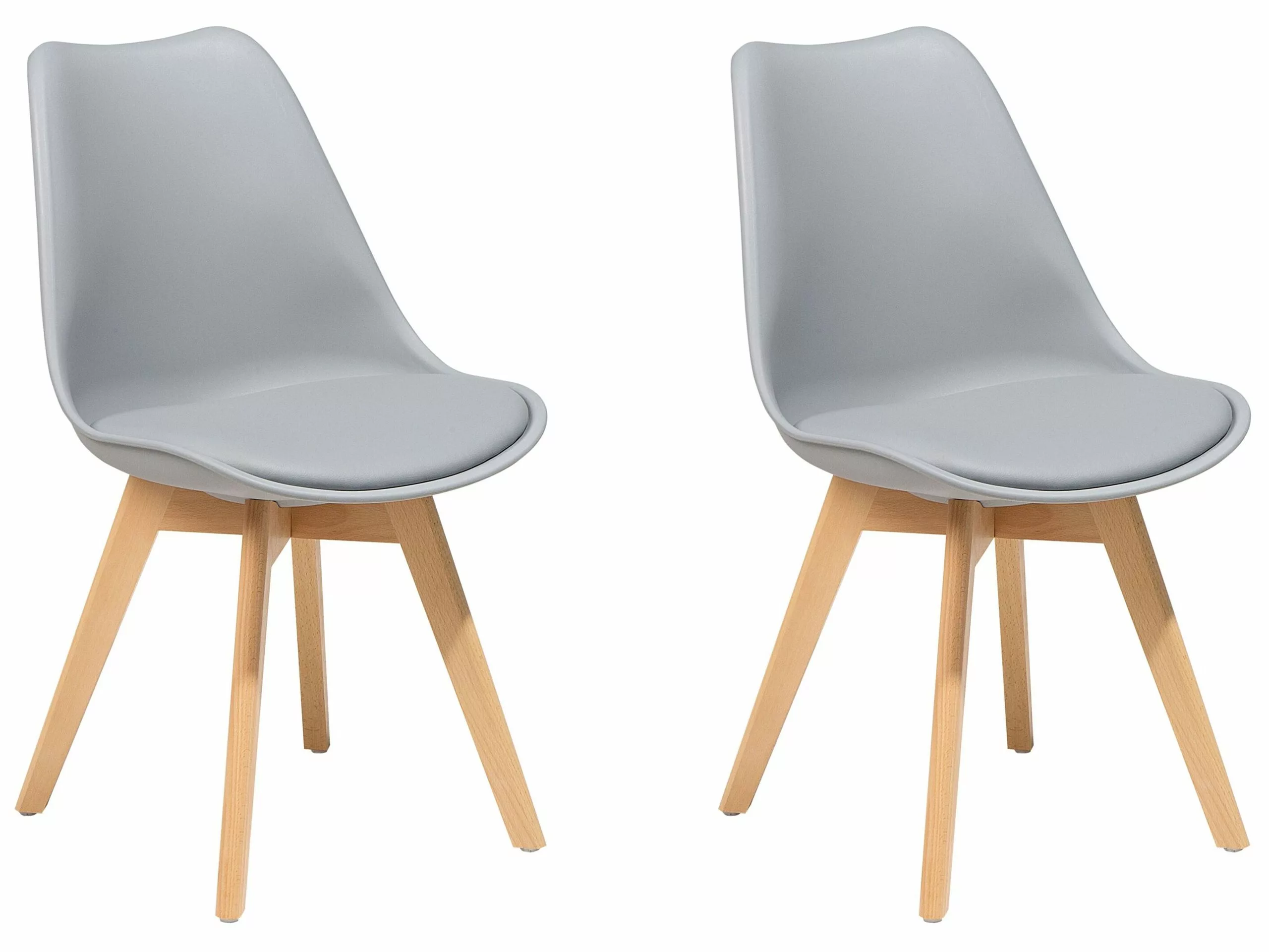 Beliani Eetkamerstoel Set Van 2 Kusntstof Grijs DAKOTA II