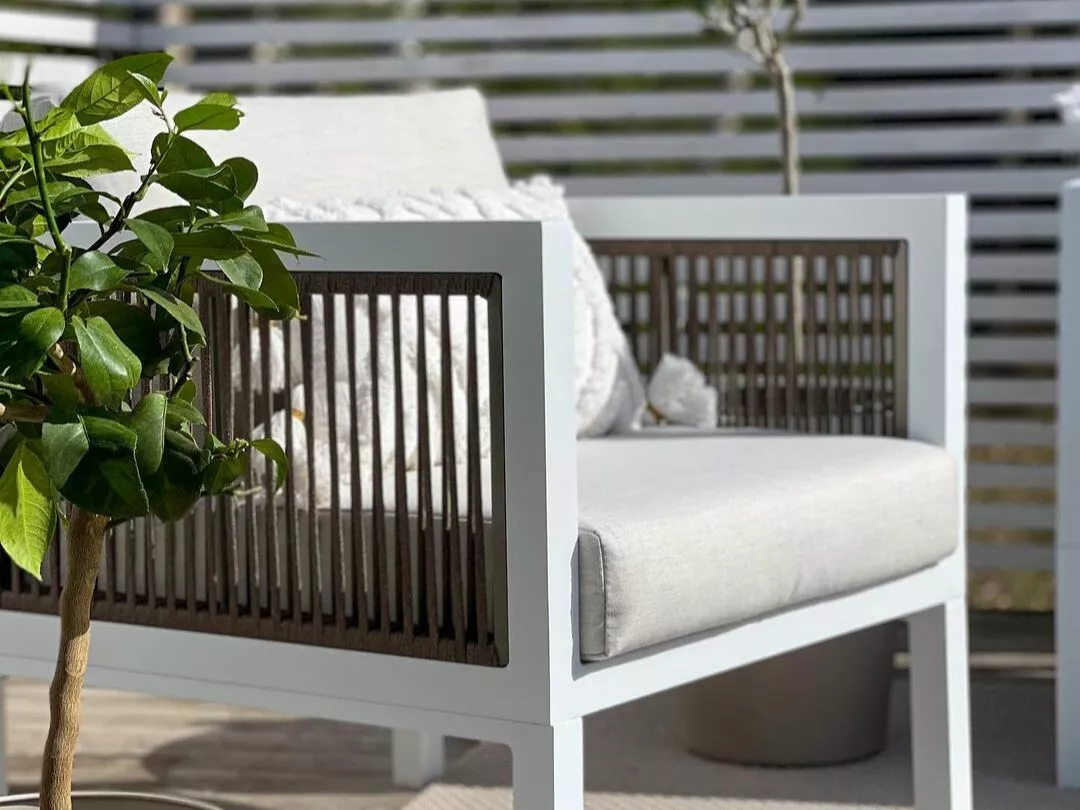 Beliani Loungeset 5-zits Aluminium Wit/bruin BORELLO - Afbeelding 4