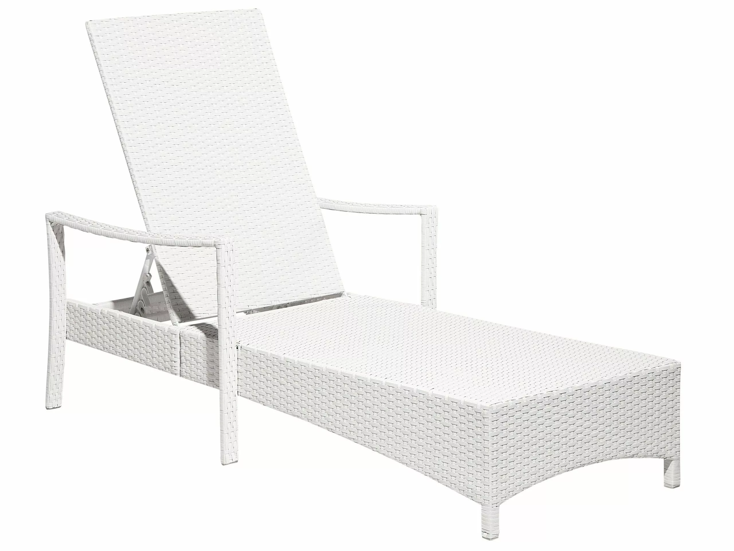 Beliani Ligstoel Rotan Wit VASTO - Afbeelding 8