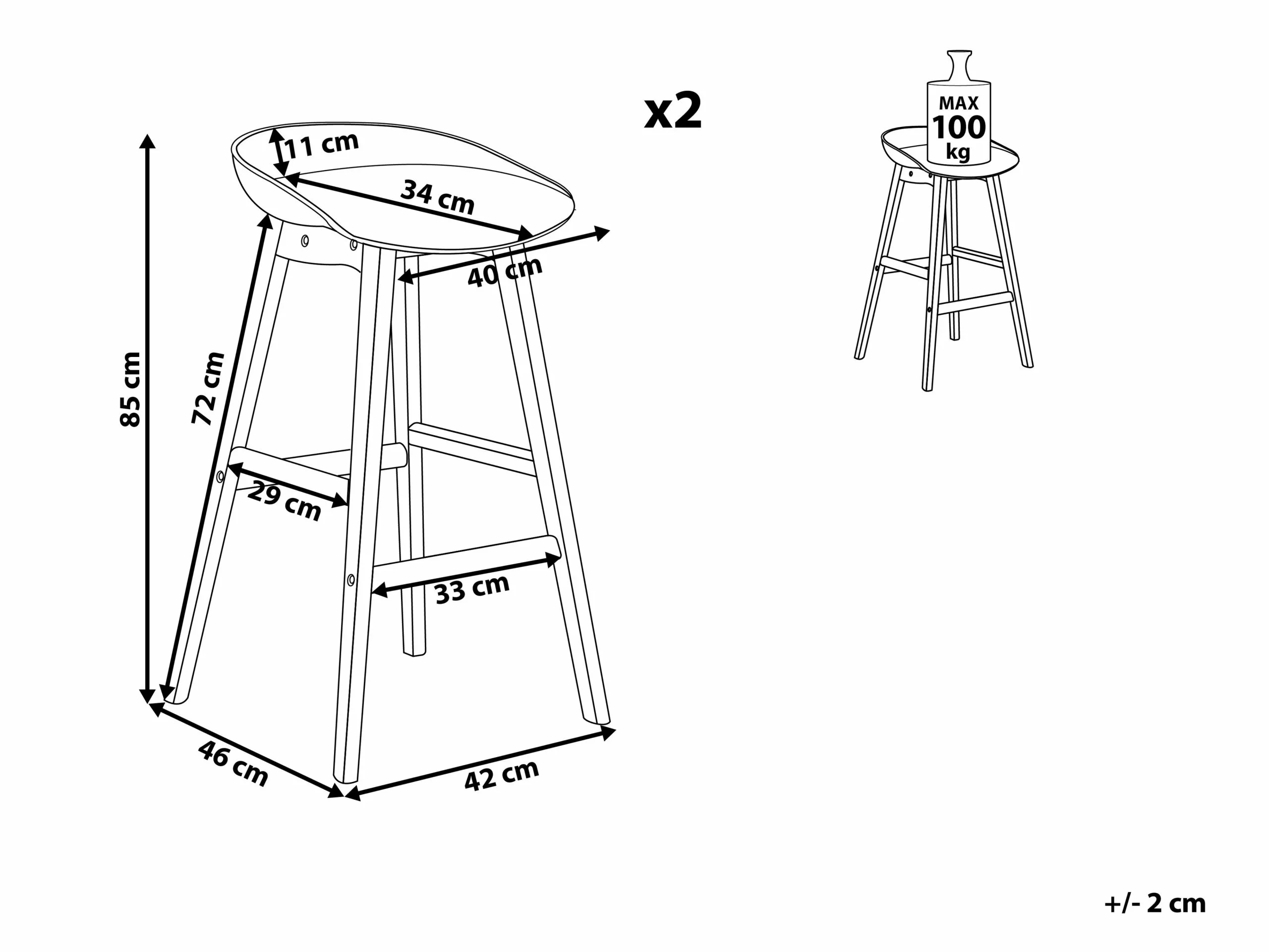 Beliani Barkruk Set Van 2 Kunststof Zwart MICCO 12 Beliani Barkruk Set Van 2 Kunststof Zwart MICCO - Afbeelding 10