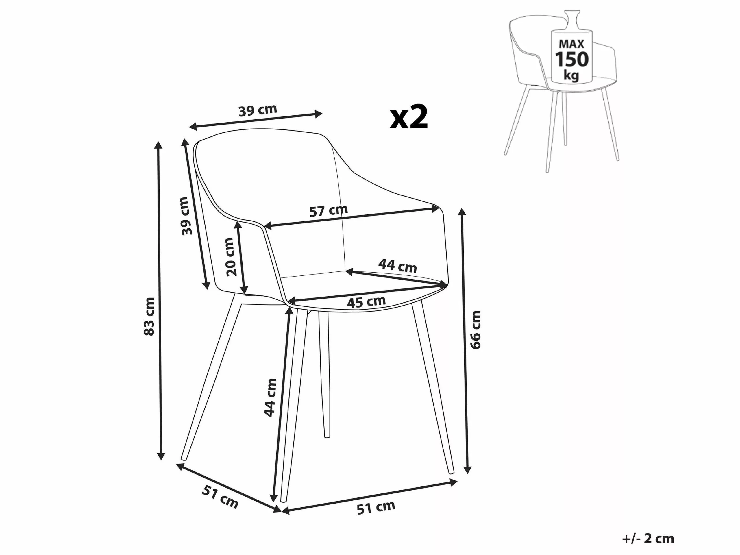 Beliani Eetkamerstoel Set Van 2 Plastic Zwart FONDA 10 Beliani Eetkamerstoel Set Van 2 Plastic Zwart FONDA - Afbeelding 8