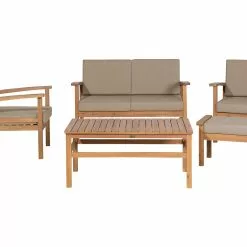 Beliani Loungeset 4-zits Acaciahout Lichtbruin MANILA